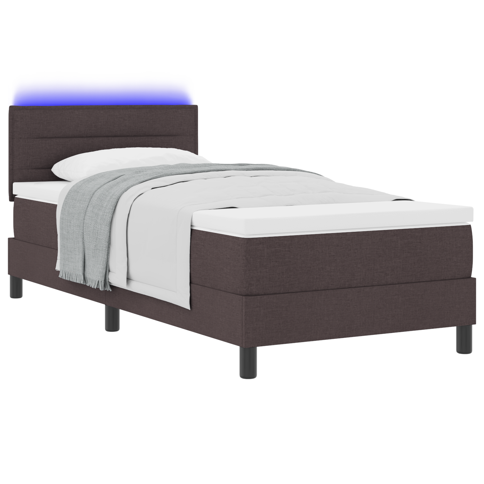 vidaXL Pat cu arcuri cu saltea Maro închis 90 x 200 cm țesătură vidaXL Pat cu arcuri cu saltea Maro închis 90 x 200 cm țesătură