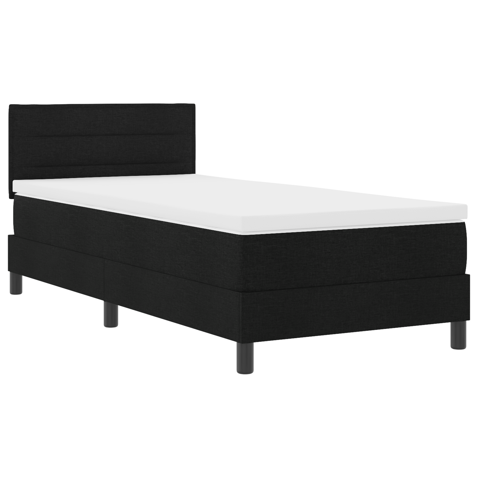 vidaXL Pat cu arcuri cu saltea Negru 100 x 200 cm țesătură vidaXL Pat cu arcuri cu saltea Negru 100 x 200 cm țesătură