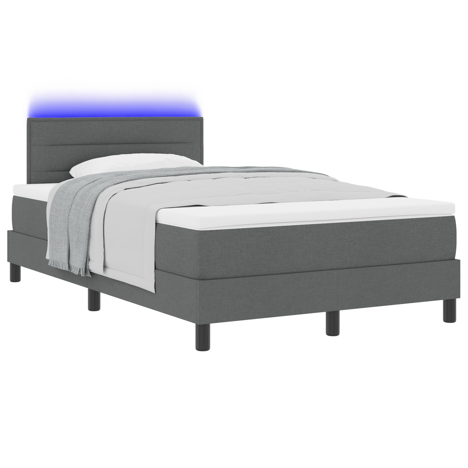 vidaXL Pat cu arcuri cu saltea Gri închis 120 x 190 cm țesătură vidaXL Pat cu arcuri cu saltea Gri închis 120 x 190 cm țesătură