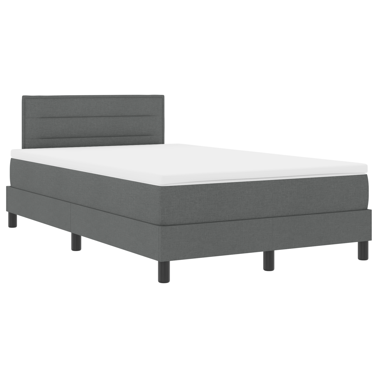 vidaXL Pat cu arcuri cu saltea Gri închis 120 x 190 cm țesătură vidaXL Pat cu arcuri cu saltea Gri închis 120 x 190 cm țesătură