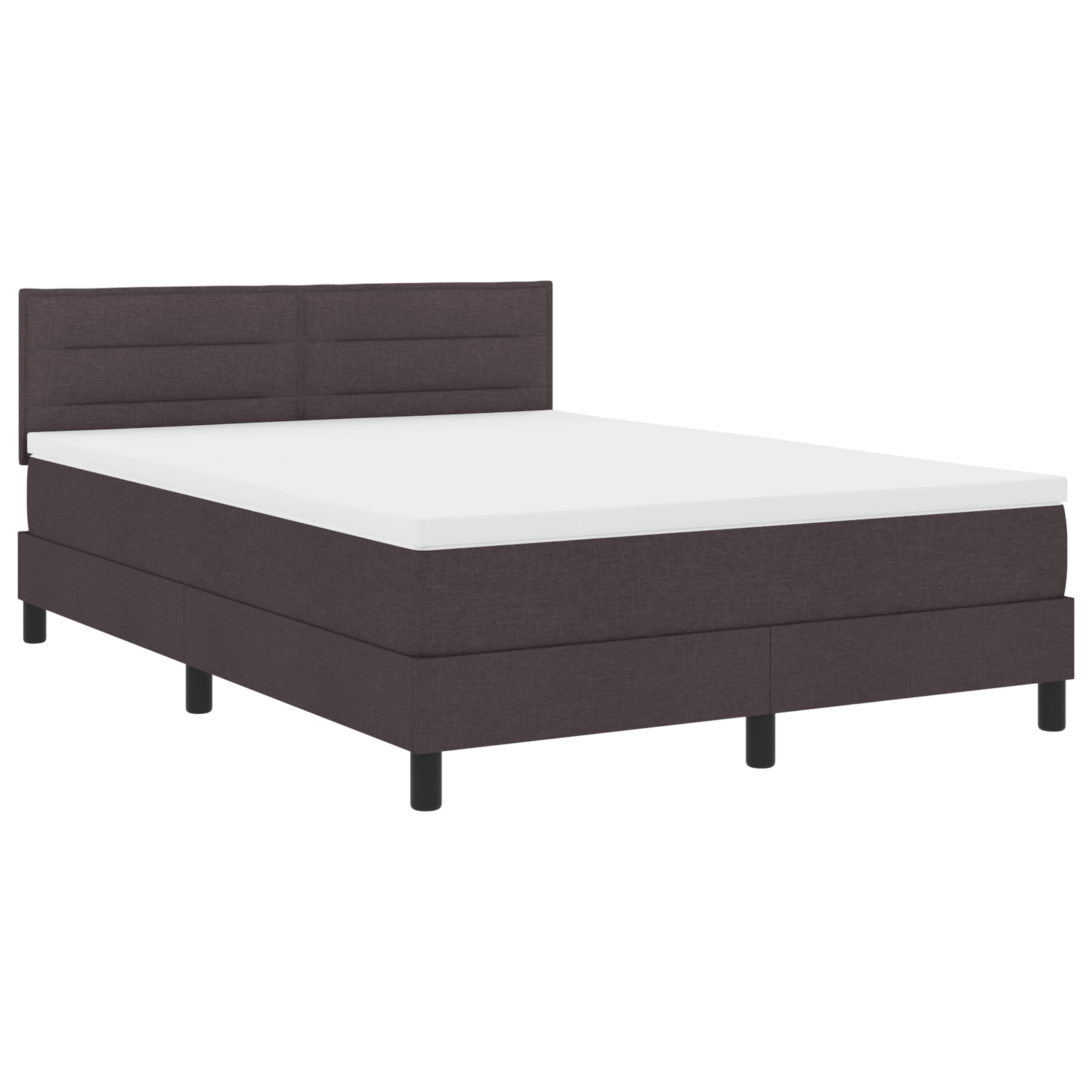 vidaXL Pat cu arcuri cu saltea Maro închis 160 x 200 cm țesătură vidaXL Pat cu arcuri cu saltea Maro închis 160 x 200 cm țesătură