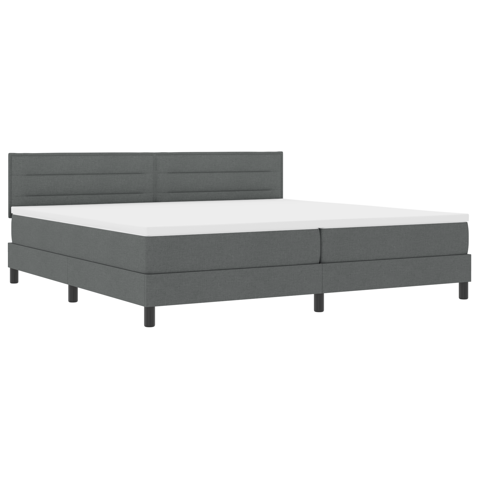 vidaXL Pat cu arcuri cu saltea Gri închis 200 x 200 cm țesătură vidaXL Pat cu arcuri cu saltea Gri închis 200 x 200 cm țesătură