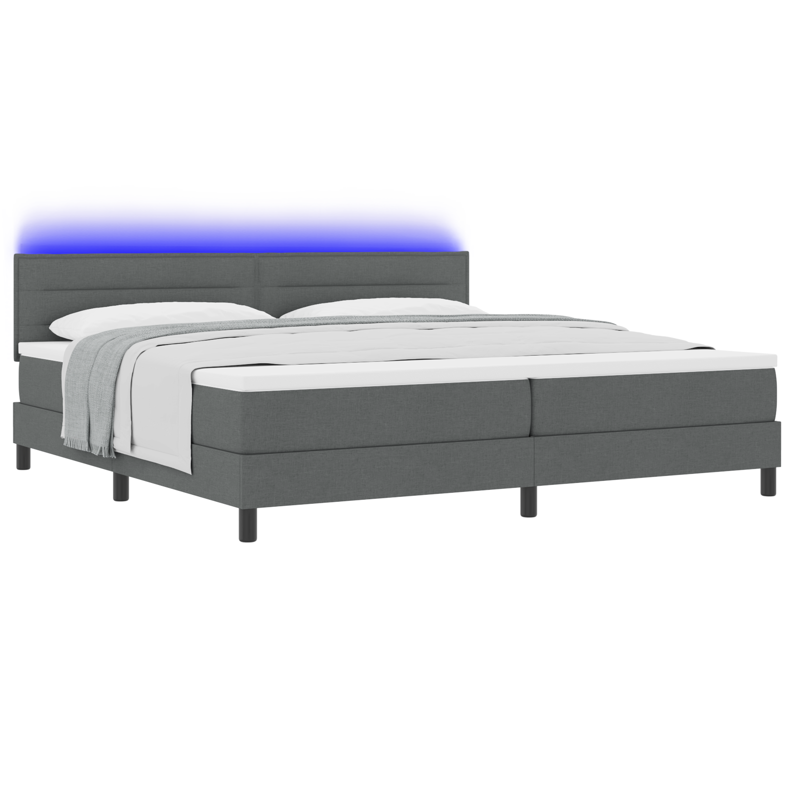 vidaXL Pat cu arcuri cu saltea Gri închis 200 x 200 cm țesătură vidaXL Pat cu arcuri cu saltea Gri închis 200 x 200 cm țesătură