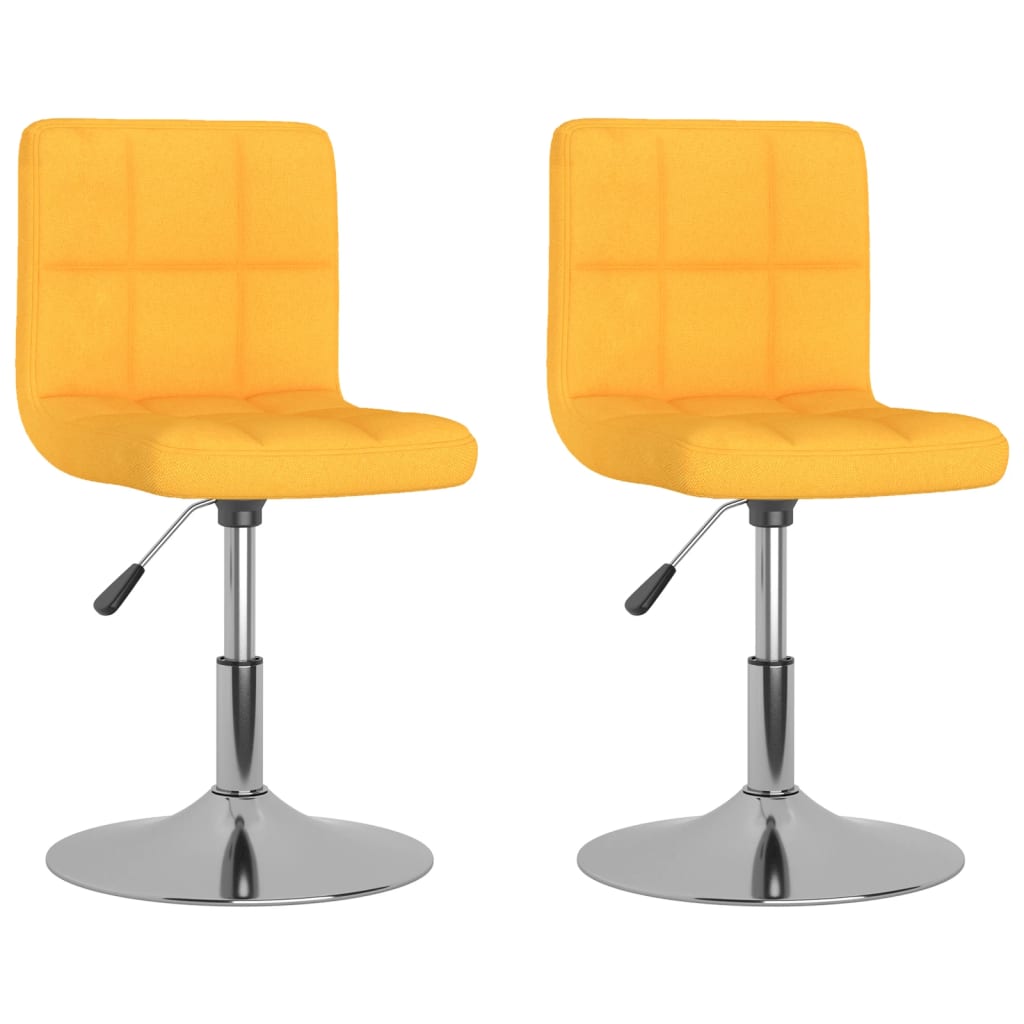 vidaXL Scaune de bucătărie pivotante, 2 buc., galben, textil