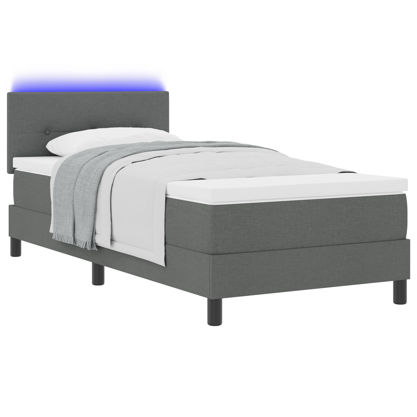 vidaXL Pat cu arcuri cu saltea Gri închis 90 x 190 cm țesătură vidaXL Pat cu arcuri cu saltea Gri închis 90 x 190 cm țesătură
