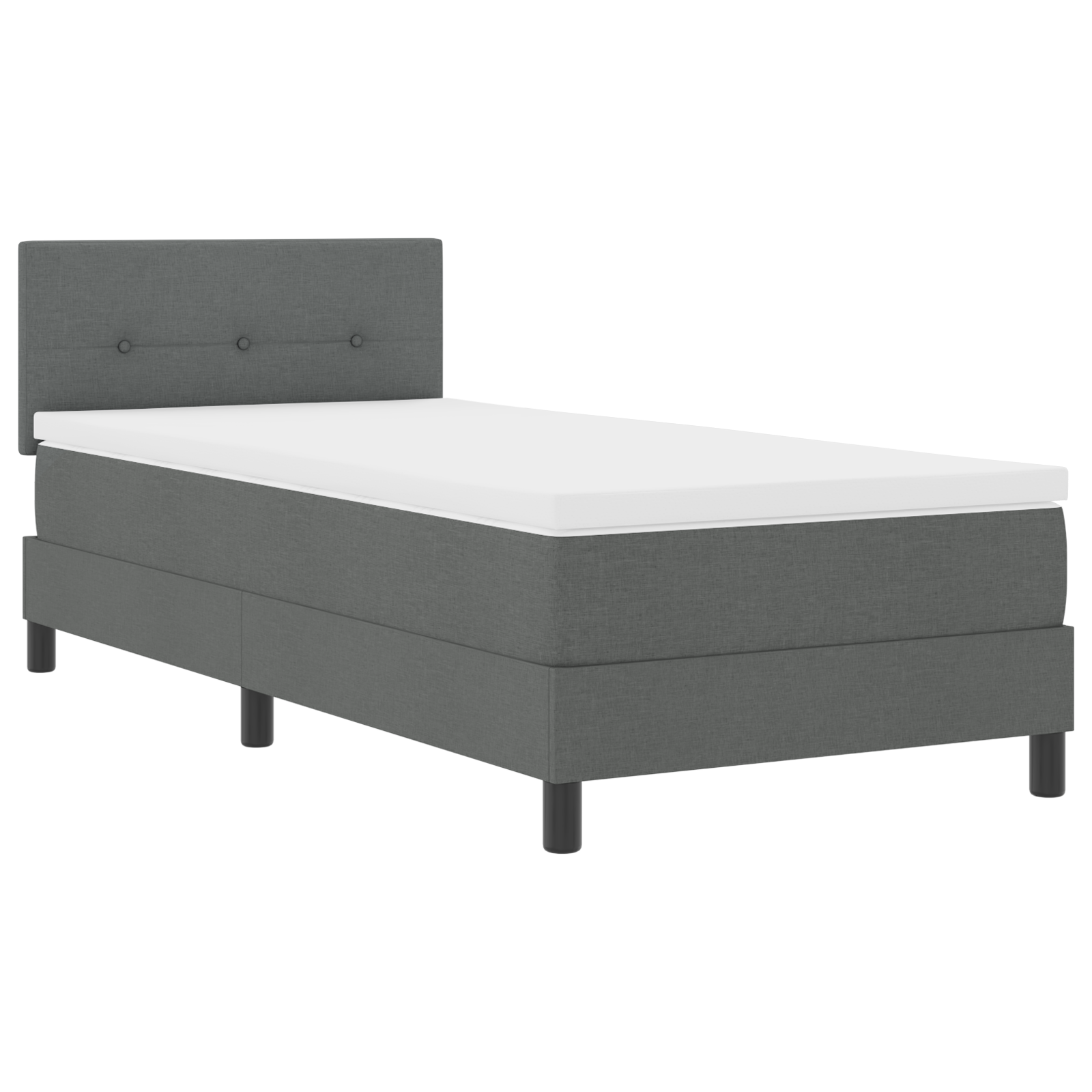 vidaXL Pat cu arcuri cu saltea Gri închis 90 x 200 cm țesătură vidaXL Pat cu arcuri cu saltea Gri închis 90 x 200 cm țesătură