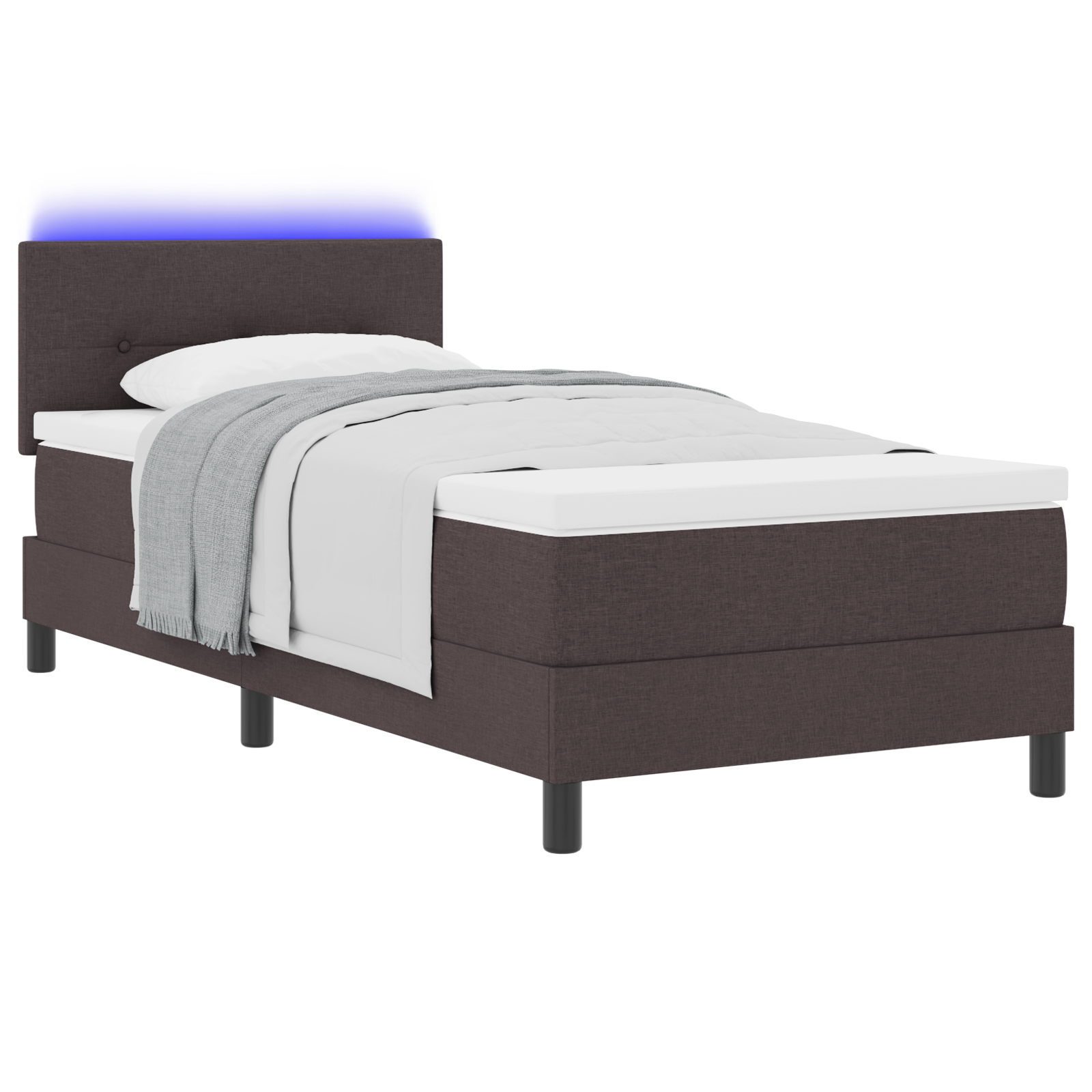 vidaXL Pat cu arcuri cu saltea Maro închis 90 x 200 cm țesătură vidaXL Pat cu arcuri cu saltea Maro închis 90 x 200 cm țesătură