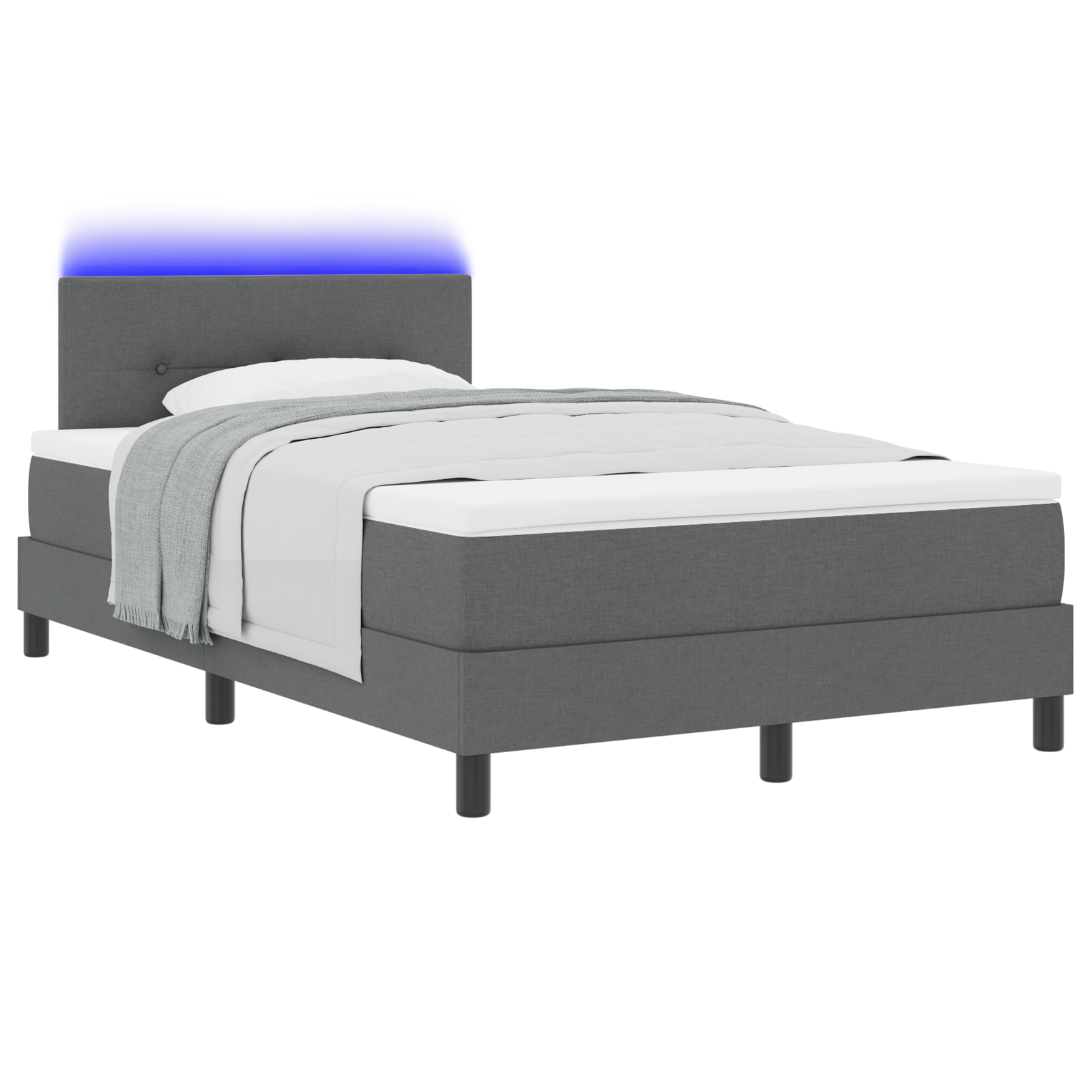 vidaXL Pat cu arcuri cu saltea Gri închis 120 x 200 cm țesătură