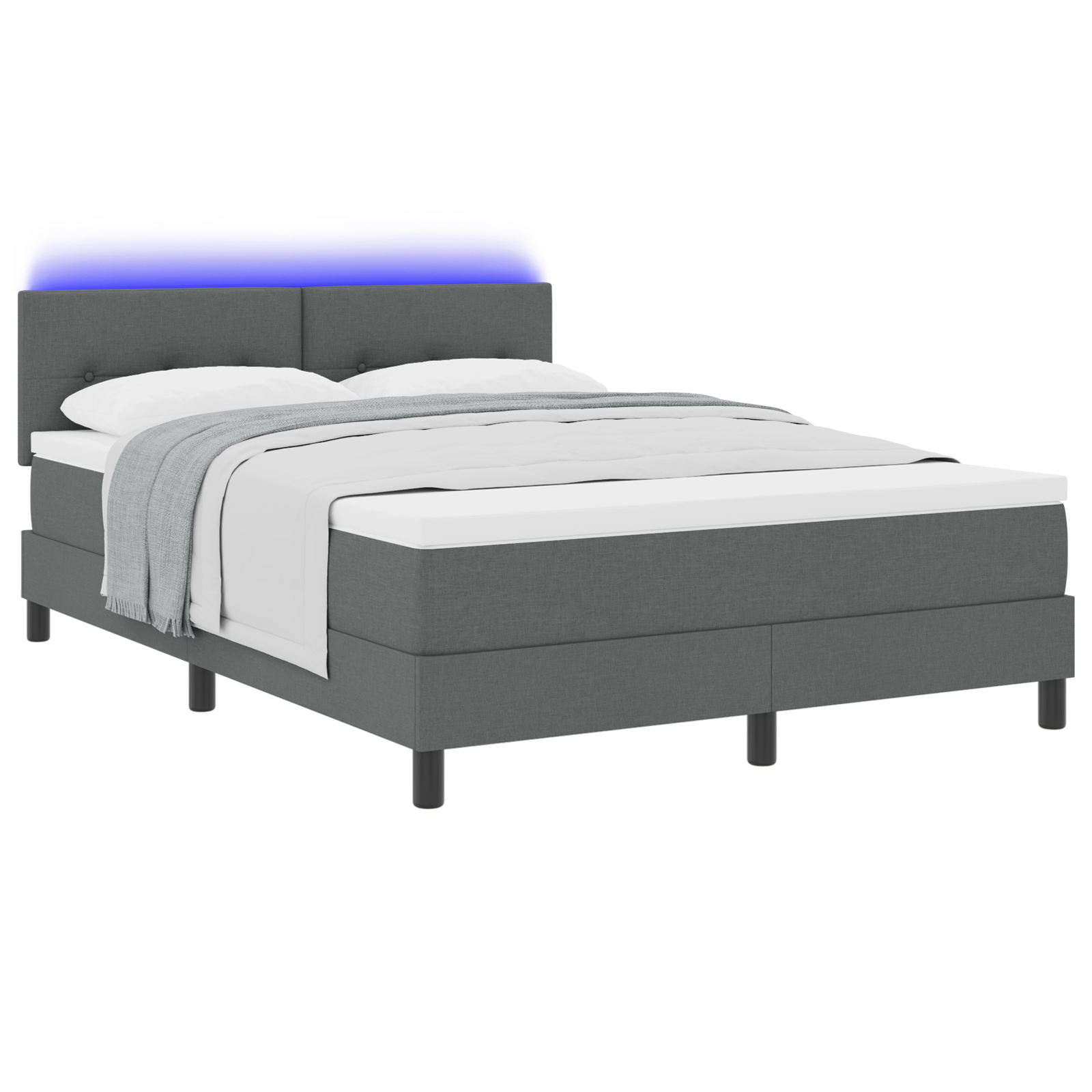 vidaXL Pat cu arcuri cu saltea Gri închis 160 x 200 cm țesătură vidaXL Pat cu arcuri cu saltea Gri închis 160 x 200 cm țesătură