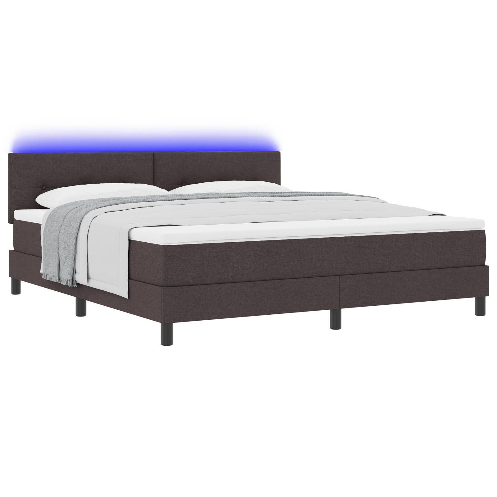vidaXL Pat cu arcuri cu saltea Maro închis 180 x 200 cm țesătură vidaXL Pat cu arcuri cu saltea Maro închis 180 x 200 cm țesătură