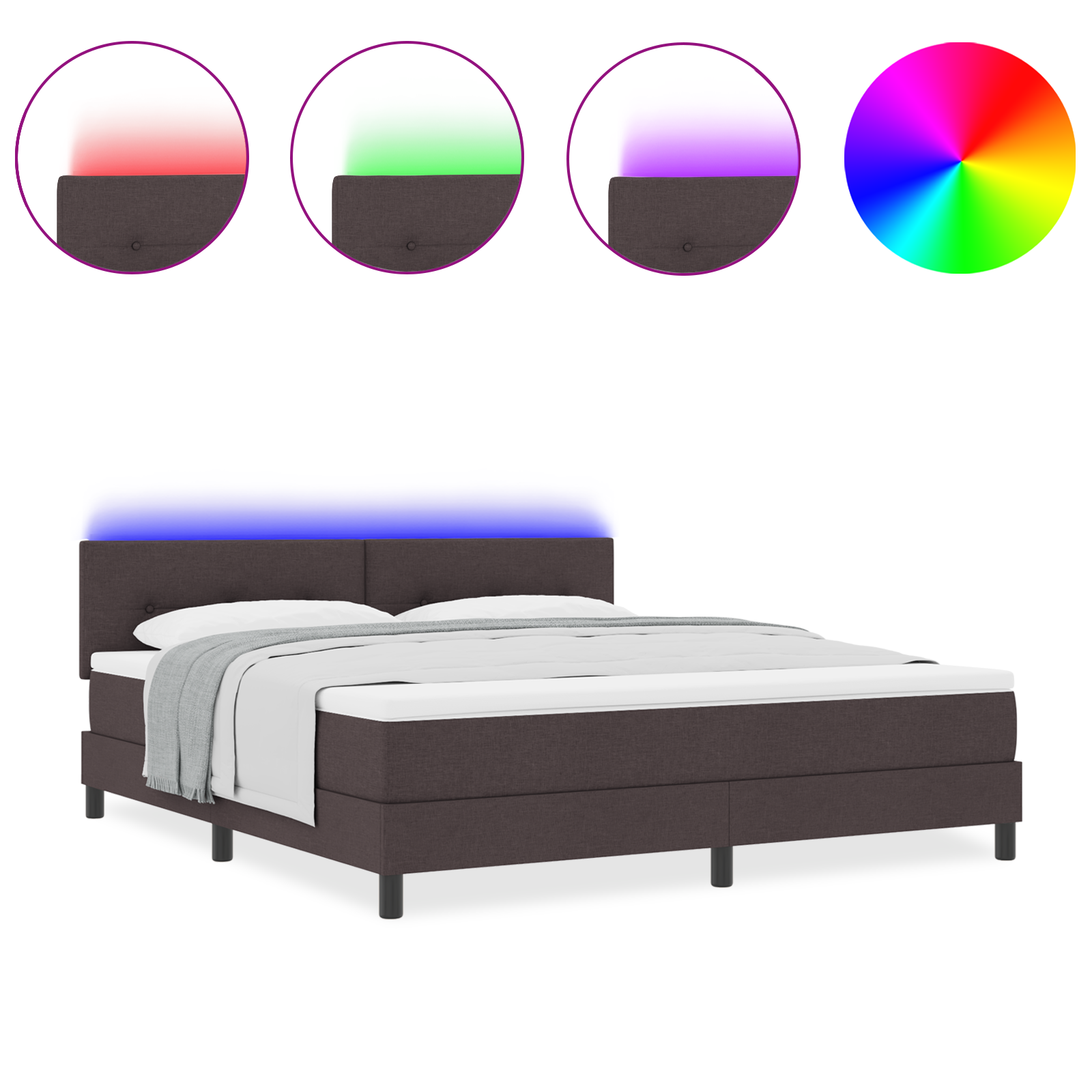 vidaXL Pat cu arcuri cu saltea Maro închis 180 x 200 cm țesătură vidaXL Pat cu arcuri cu saltea Maro închis 180 x 200 cm țesătură