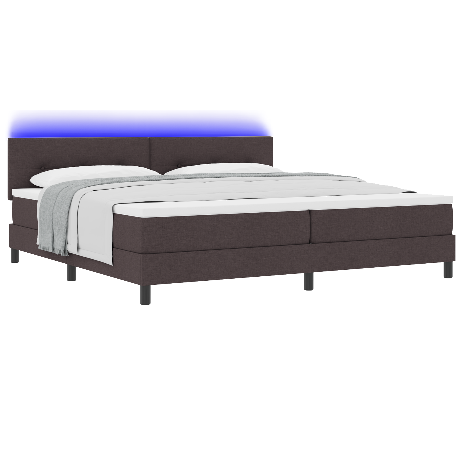 vidaXL Pat cu arcuri cu saltea Maro închis 200 x 200 cm țesătură vidaXL Pat cu arcuri cu saltea Maro închis 200 x 200 cm țesătură