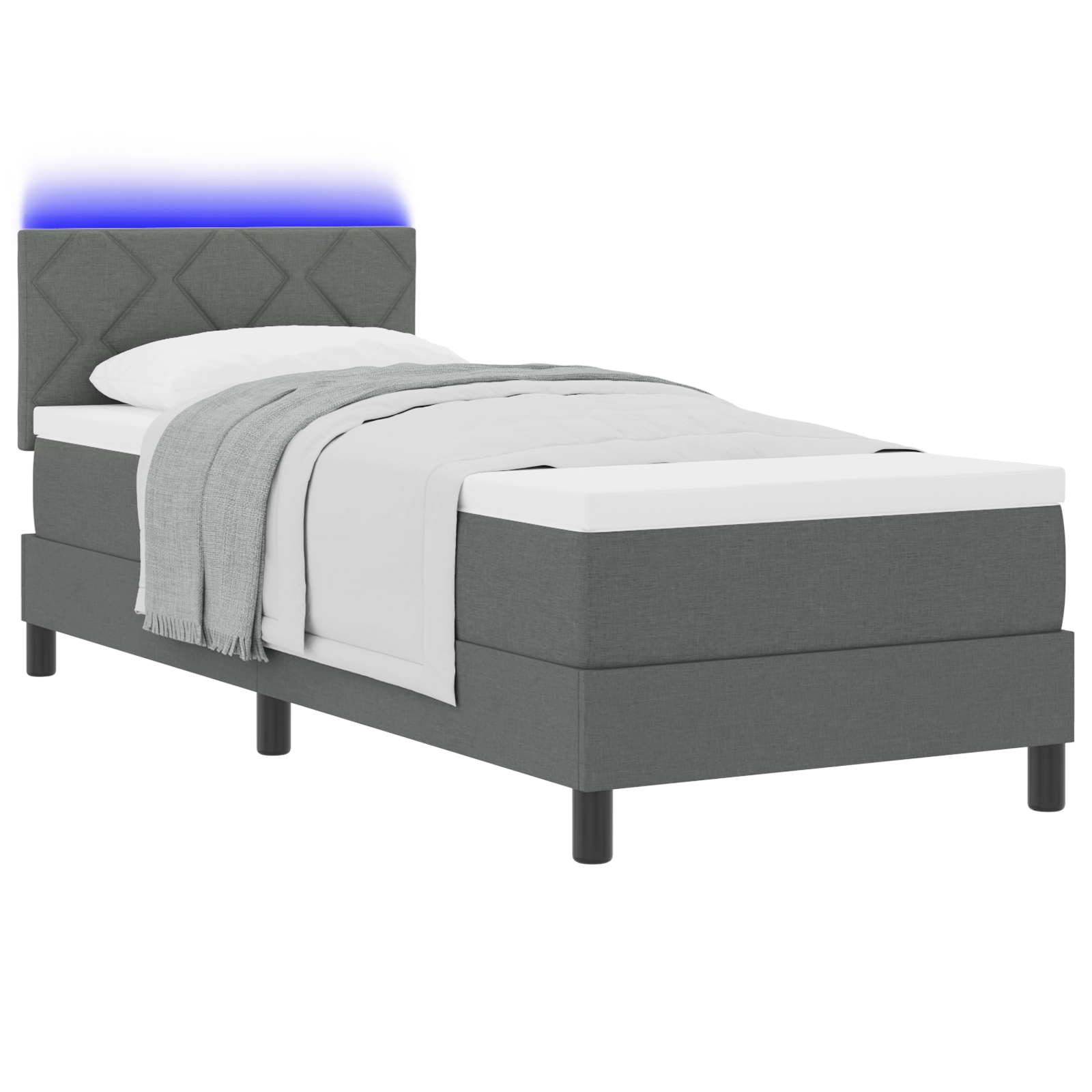 vidaXL Pat cu arcuri cu saltea Gri închis 80 x 200 cm țesătură vidaXL Pat cu arcuri cu saltea Gri închis 80 x 200 cm țesătură