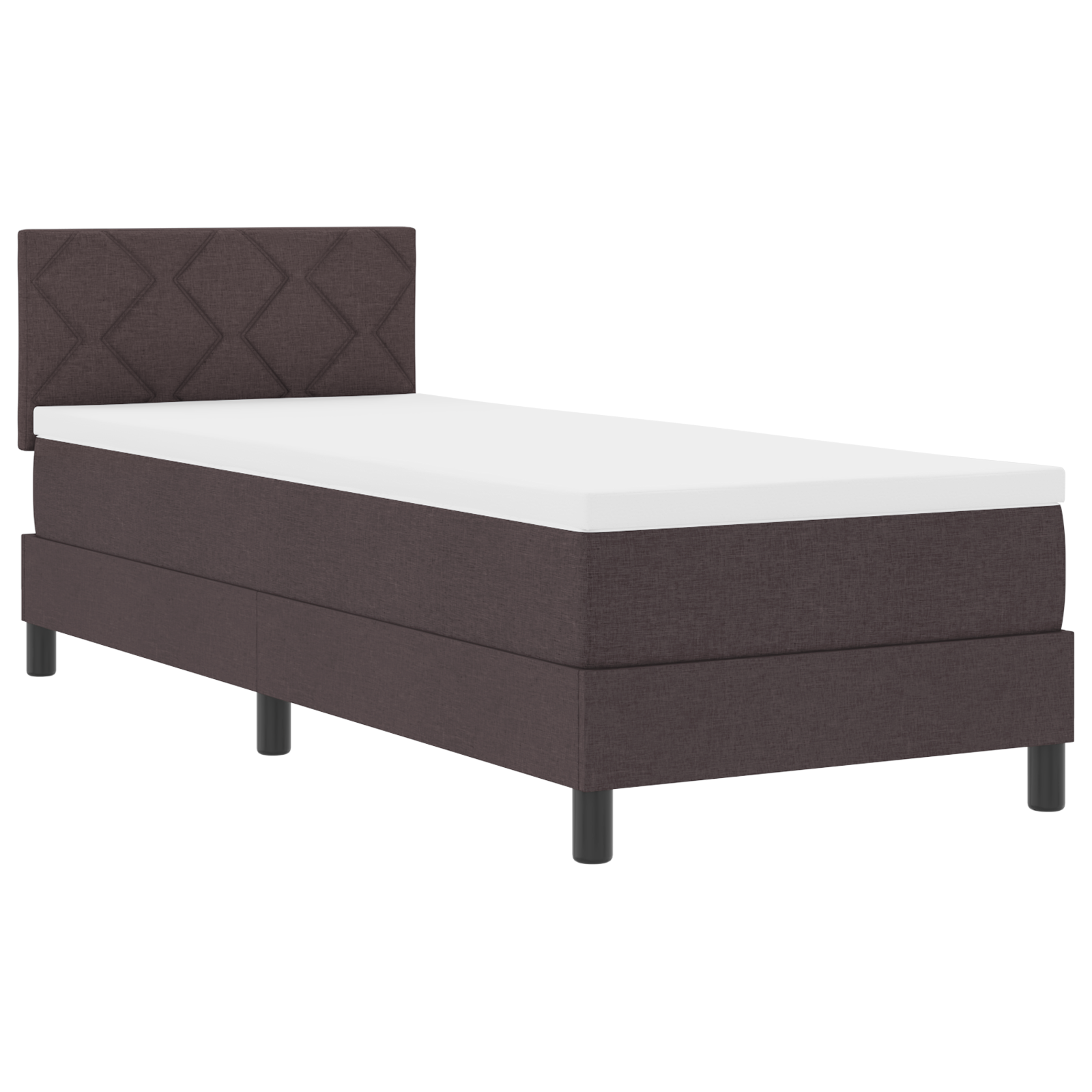 vidaXL Pat cu arcuri cu saltea Maro închis 80 x 200 cm țesătură vidaXL Pat cu arcuri cu saltea Maro închis 80 x 200 cm țesătură