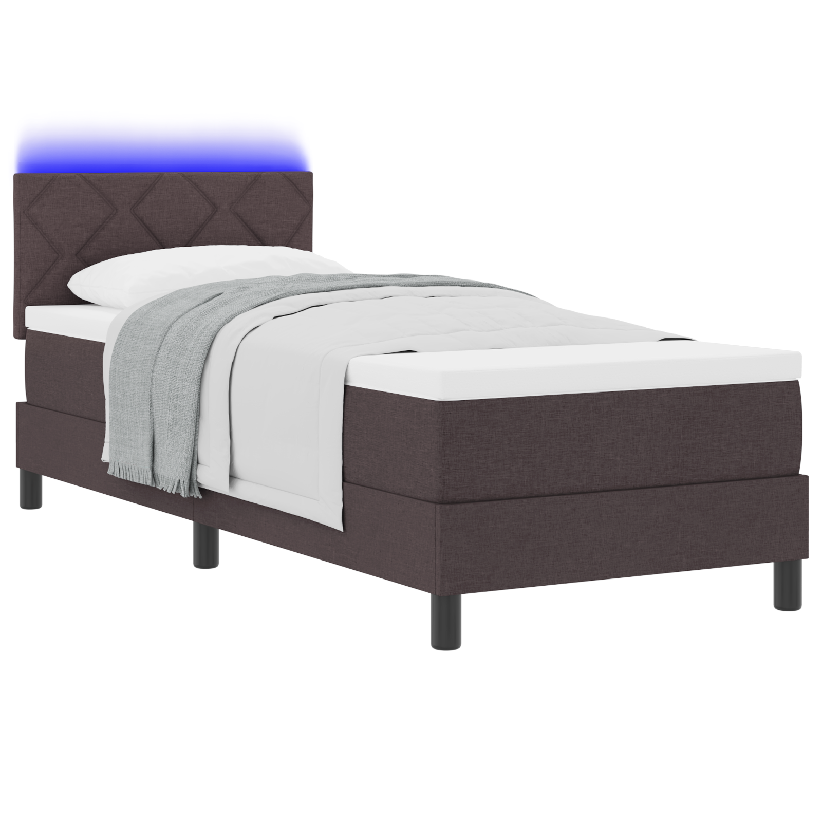 vidaXL Pat cu arcuri cu saltea Maro închis 80 x 200 cm țesătură vidaXL Pat cu arcuri cu saltea Maro închis 80 x 200 cm țesătură