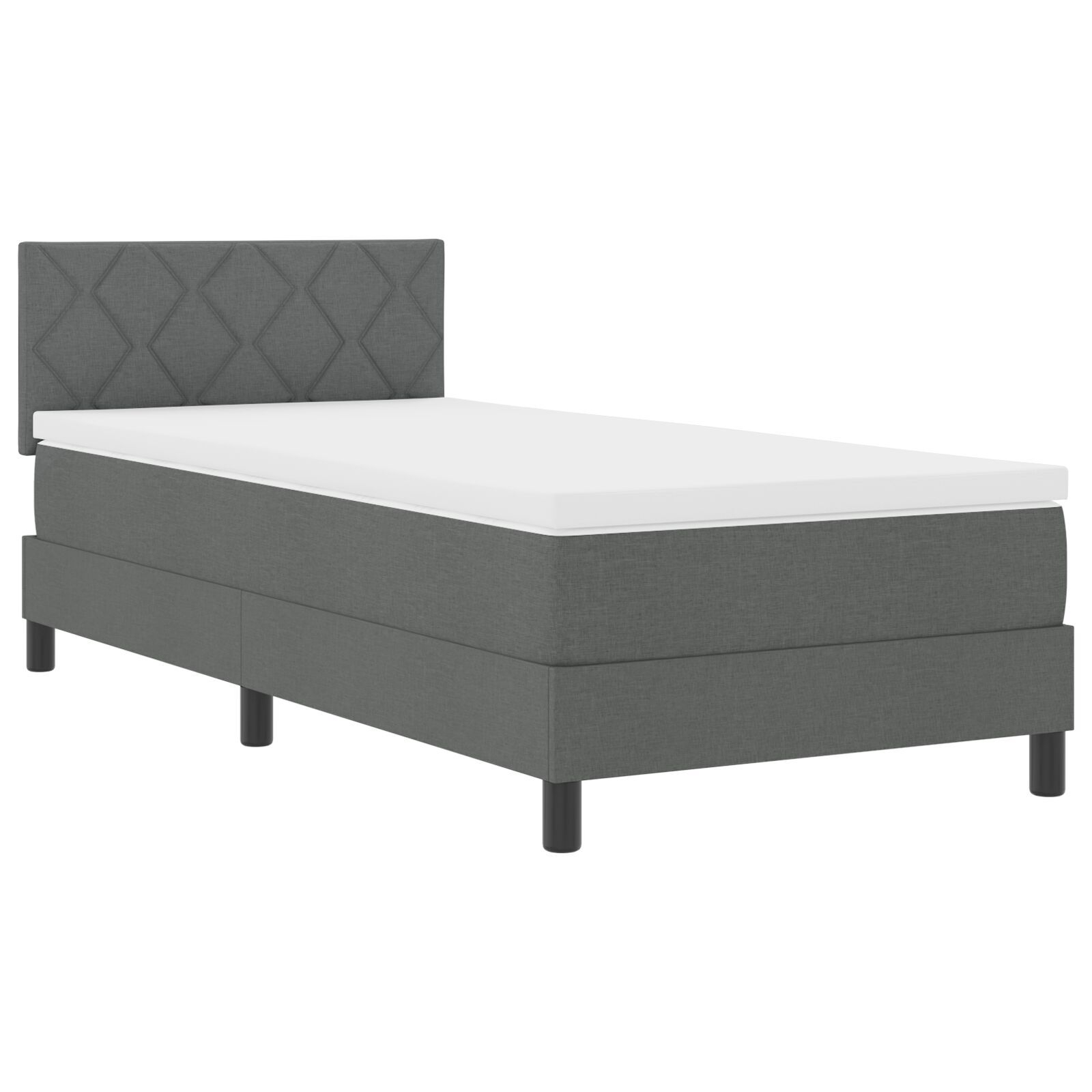 vidaXL Pat cu arcuri cu saltea Gri închis 90 x 190 cm țesătură vidaXL Pat cu arcuri cu saltea Gri închis 90 x 190 cm țesătură