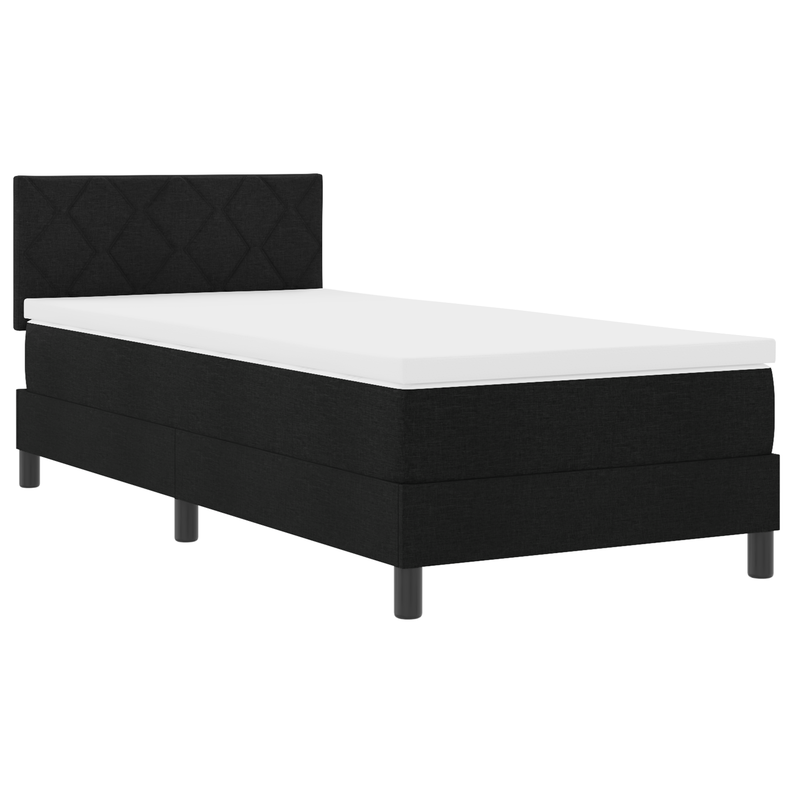 vidaXL Pat cu arcuri cu saltea Negru 100 x 200 cm țesătură vidaXL Pat cu arcuri cu saltea Negru 100 x 200 cm țesătură