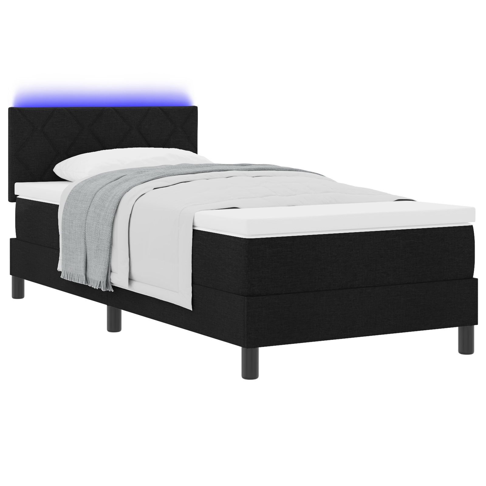 vidaXL Pat cu arcuri cu saltea Negru 100 x 200 cm țesătură vidaXL Pat cu arcuri cu saltea Negru 100 x 200 cm țesătură