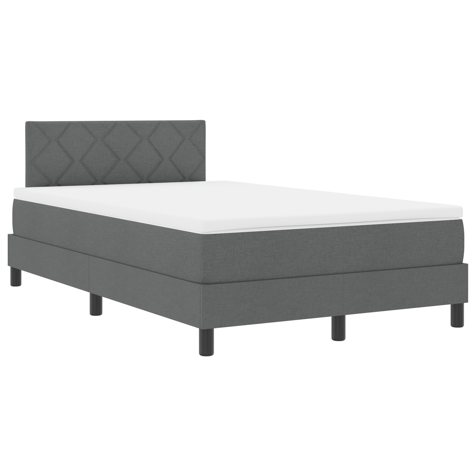 vidaXL Pat cu arcuri cu saltea Gri închis 120 x 200 cm țesătură vidaXL Pat cu arcuri cu saltea Gri închis 120 x 200 cm țesătură