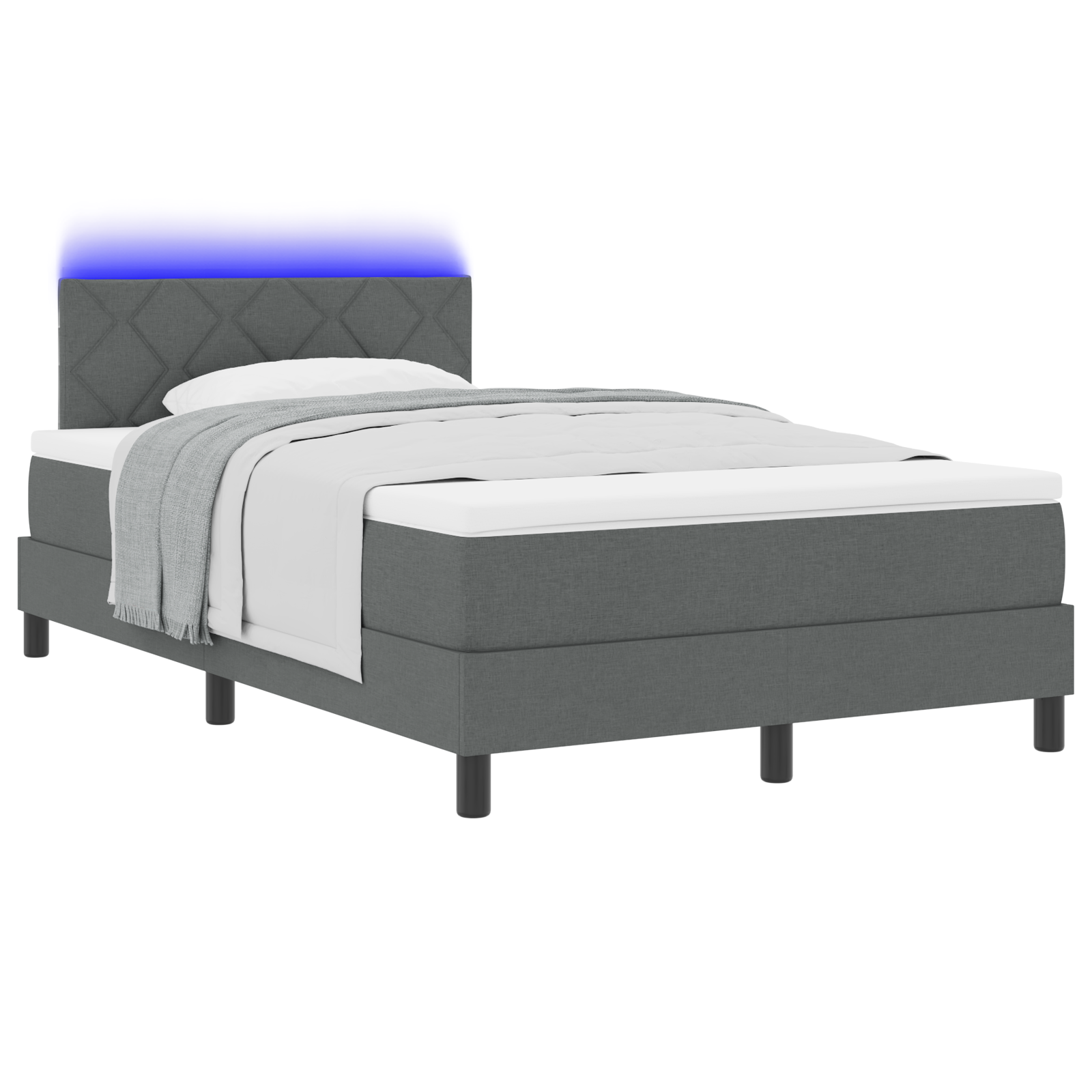 vidaXL Pat cu arcuri cu saltea Gri închis 120 x 200 cm țesătură vidaXL Pat cu arcuri cu saltea Gri închis 120 x 200 cm țesătură