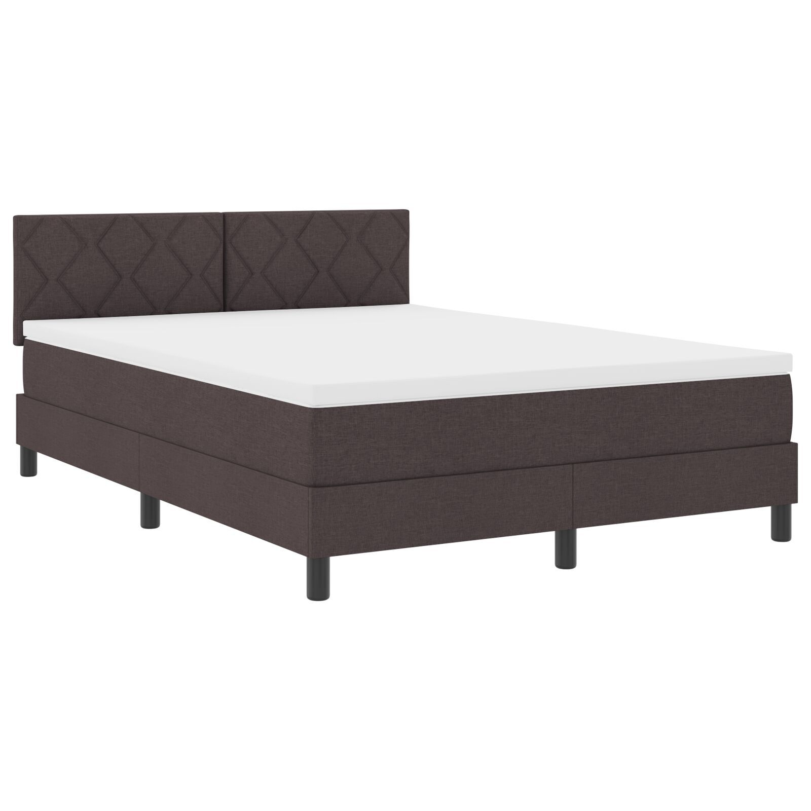 vidaXL Pat cu arcuri cu saltea Maro închis 160 x 200 cm țesătură vidaXL Pat cu arcuri cu saltea Maro închis 160 x 200 cm țesătură