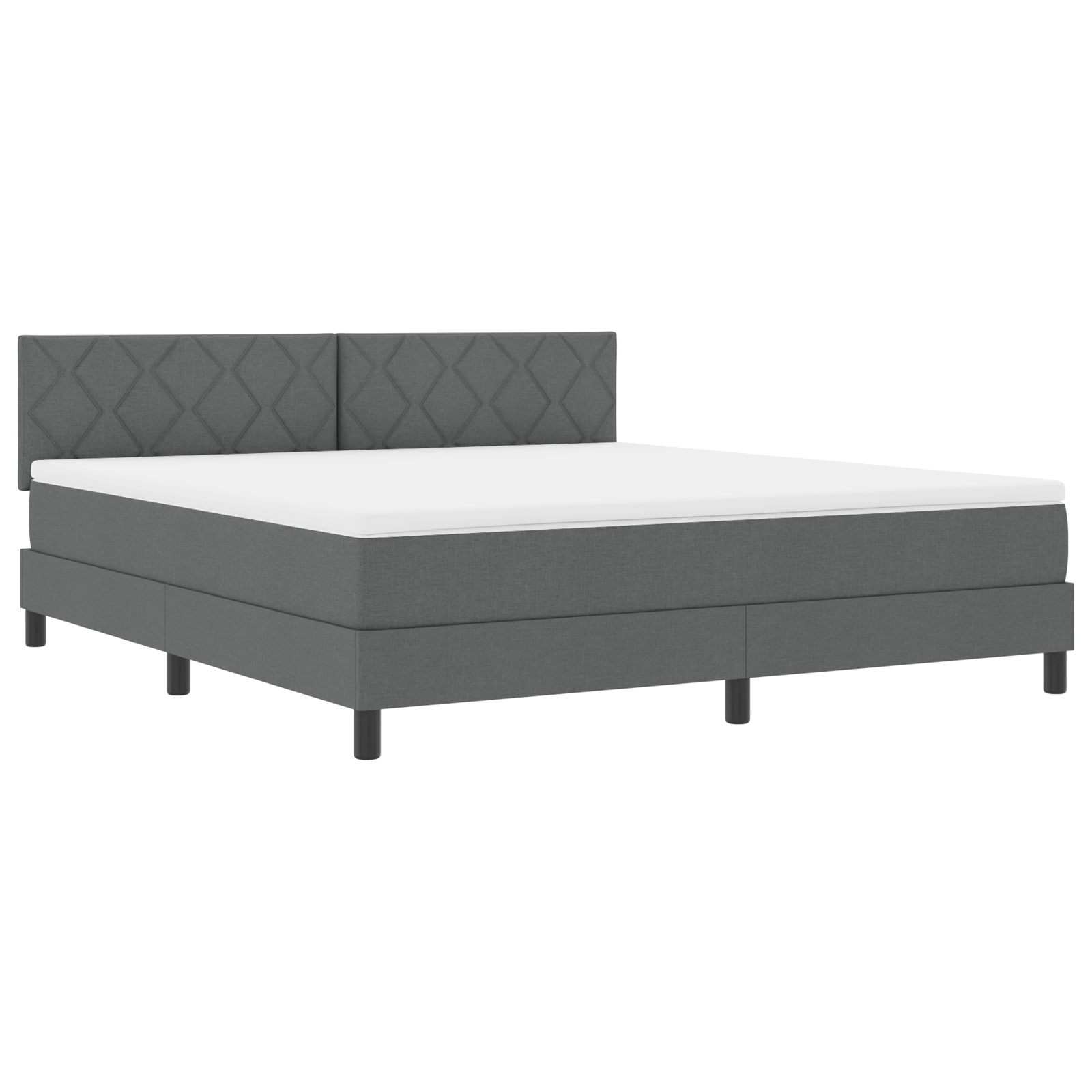 vidaXL Pat cu arcuri cu saltea Gri închis 180 x 200 cm țesătură vidaXL Pat cu arcuri cu saltea Gri închis 180 x 200 cm țesătură