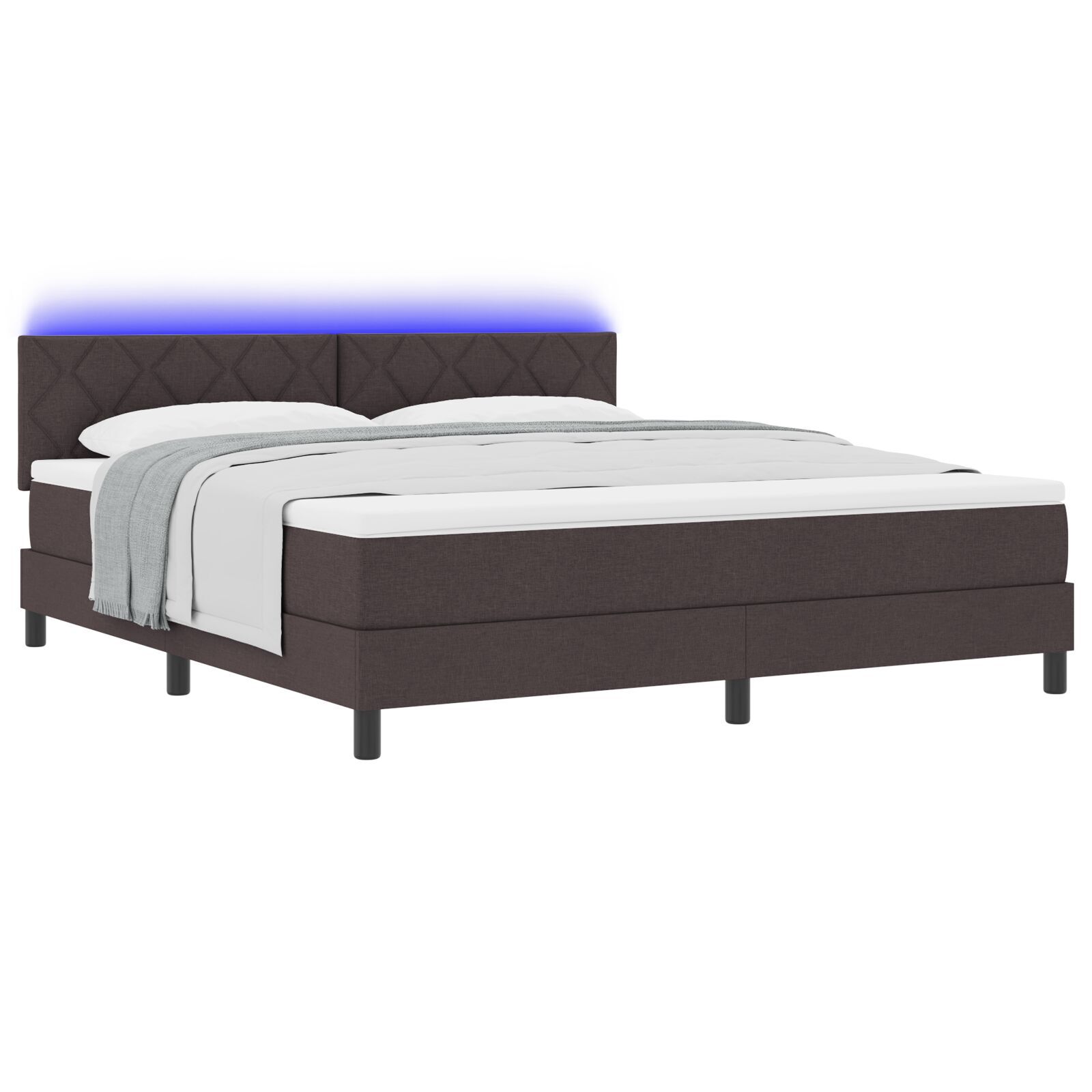 vidaXL Pat cu arcuri cu saltea Maro închis 180 x 200 cm țesătură vidaXL Pat cu arcuri cu saltea Maro închis 180 x 200 cm țesătură
