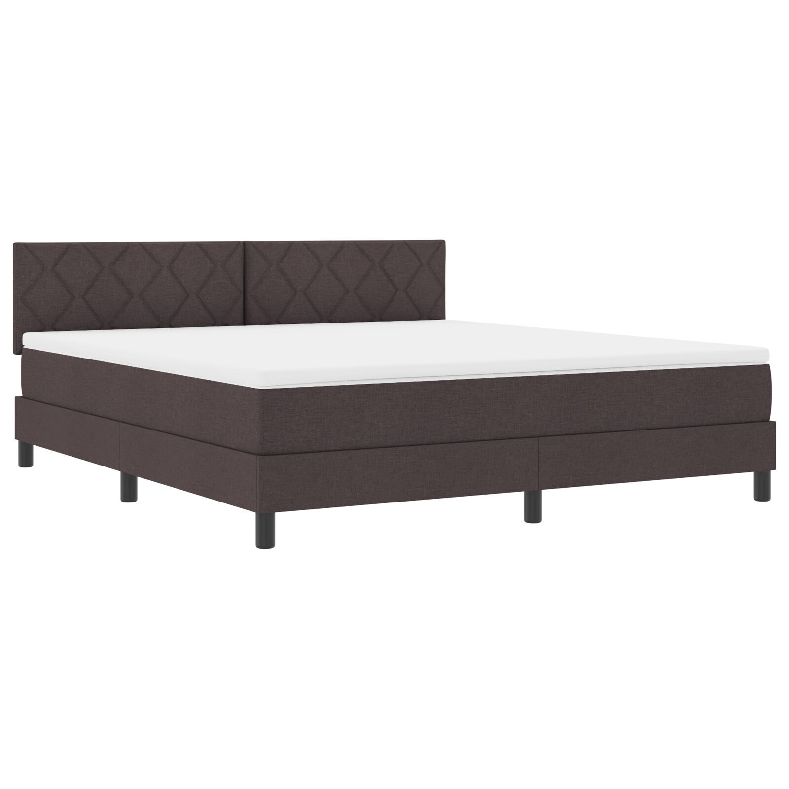 vidaXL Pat cu arcuri cu saltea Maro închis 180 x 200 cm țesătură vidaXL Pat cu arcuri cu saltea Maro închis 180 x 200 cm țesătură