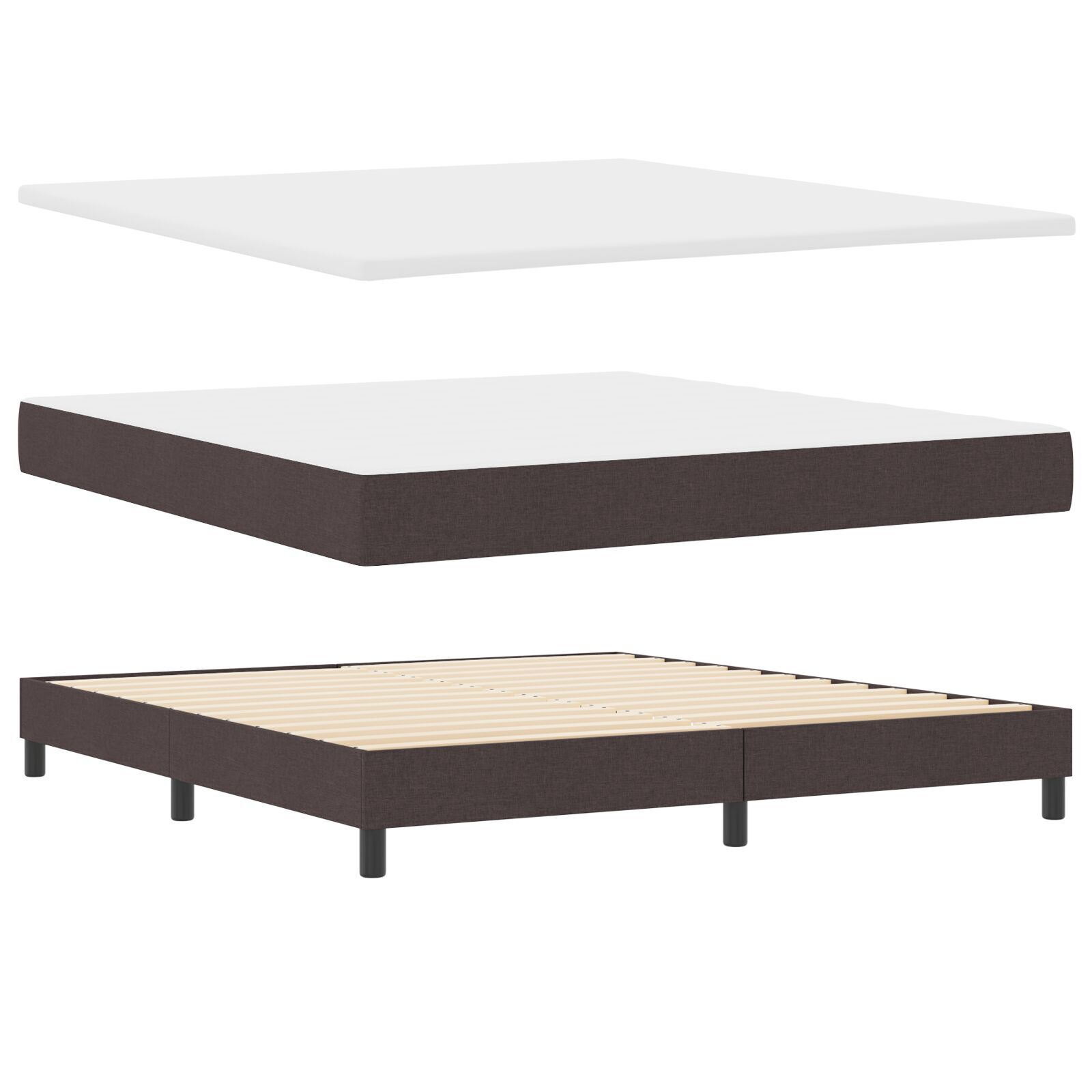 vidaXL Pat cu arcuri cu saltea Maro închis 180 x 200 cm țesătură vidaXL Pat cu arcuri cu saltea Maro închis 180 x 200 cm țesătură
