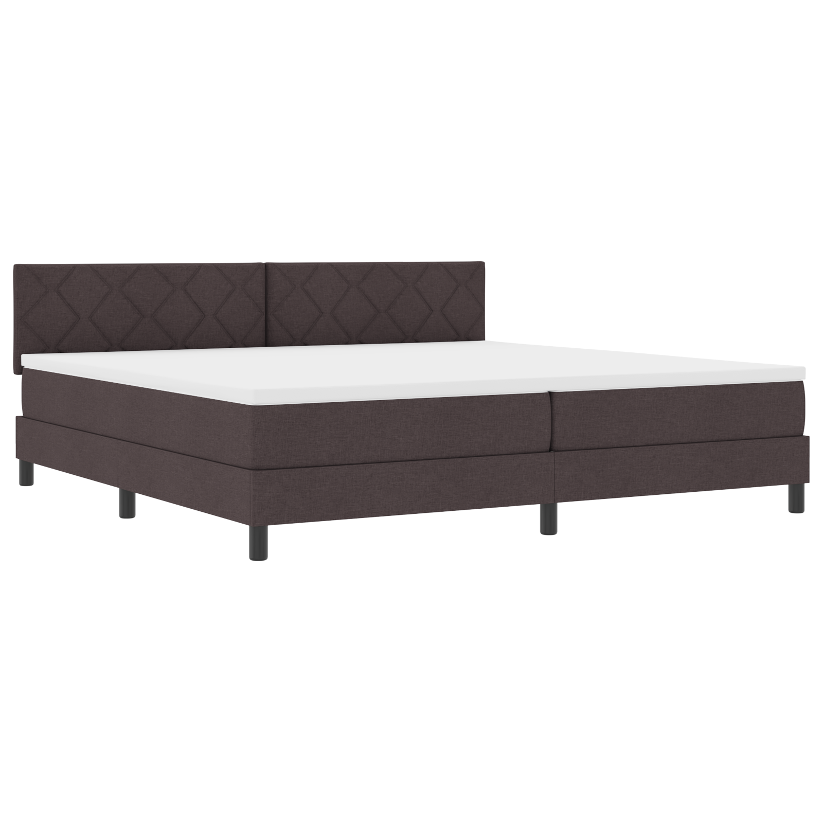 vidaXL Pat cu arcuri cu saltea Maro închis 200 x 200 cm țesătură vidaXL Pat cu arcuri cu saltea Maro închis 200 x 200 cm țesătură
