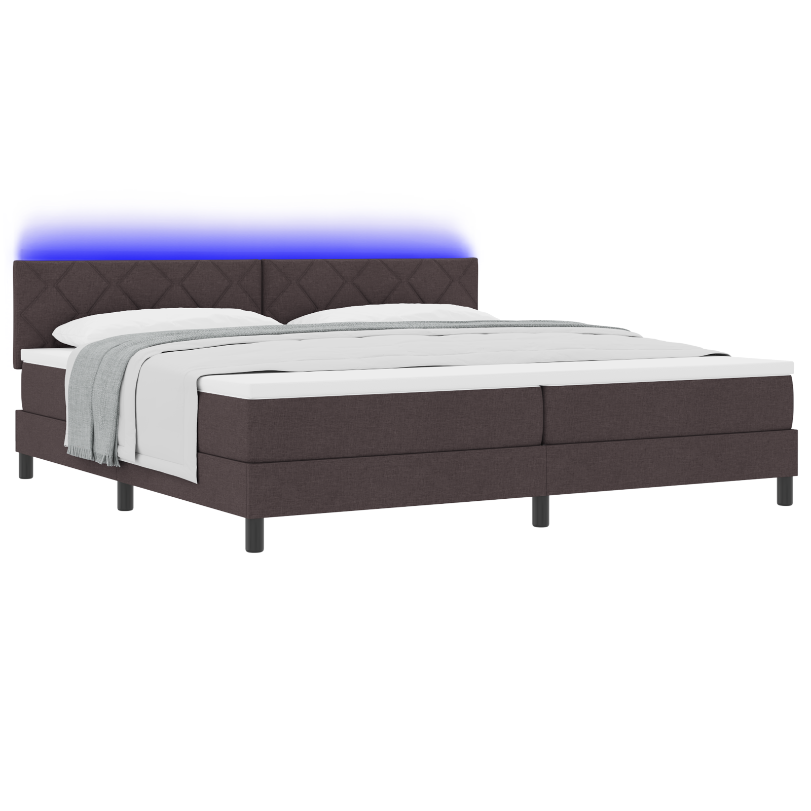 vidaXL Pat cu arcuri cu saltea Maro închis 200 x 200 cm țesătură vidaXL Pat cu arcuri cu saltea Maro închis 200 x 200 cm țesătură