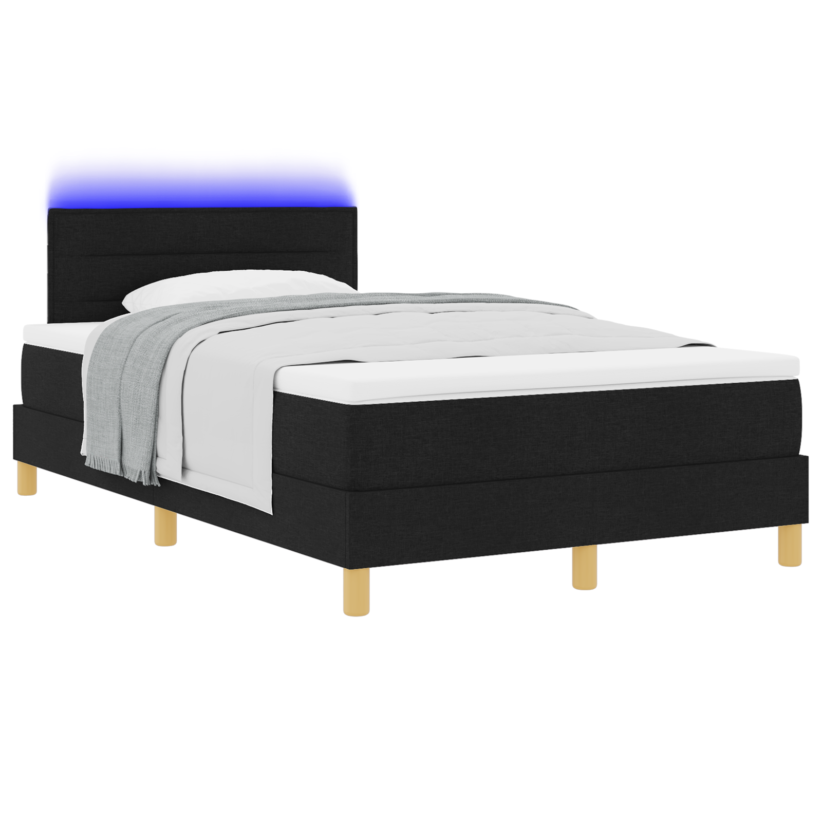 vidaXL Pat cu arcuri cu saltea Negru 120 x 200 cm țesătură