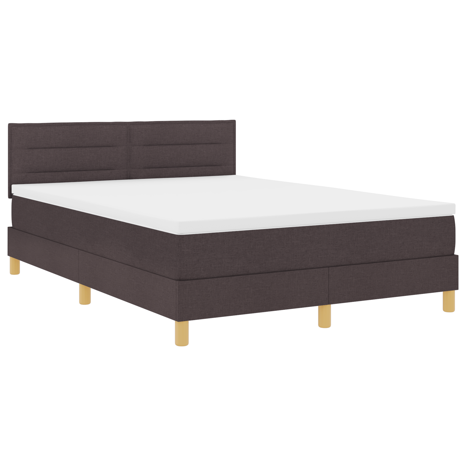 vidaXL Pat cu arcuri cu saltea Maro închis 160 x 200 cm țesătură vidaXL Pat cu arcuri cu saltea Maro închis 160 x 200 cm țesătură