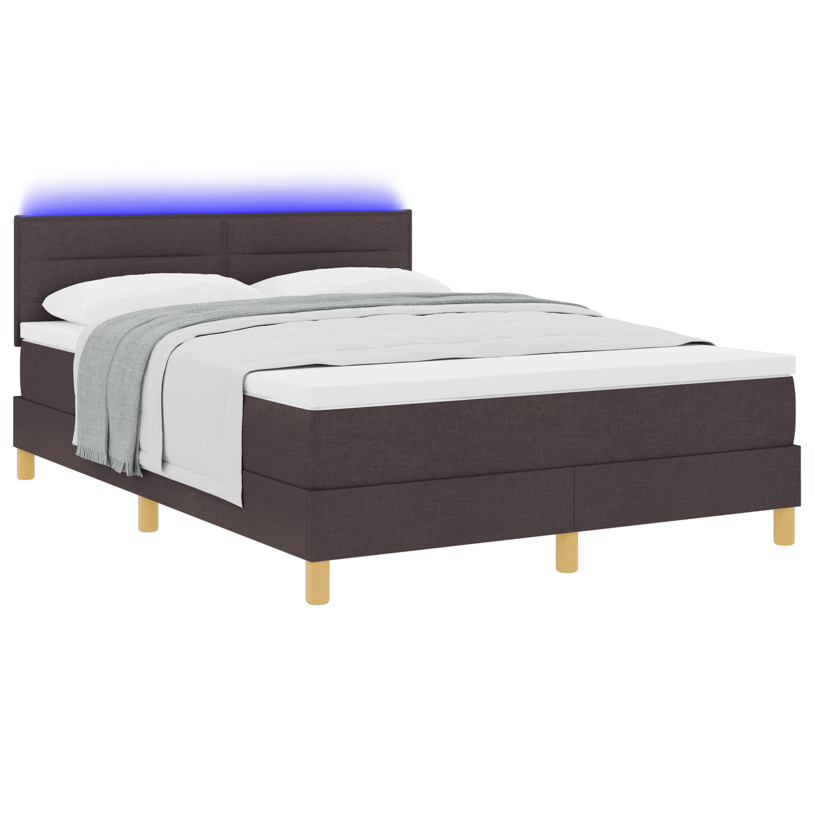 vidaXL Pat cu arcuri cu saltea Maro închis 160 x 200 cm țesătură vidaXL Pat cu arcuri cu saltea Maro închis 160 x 200 cm țesătură