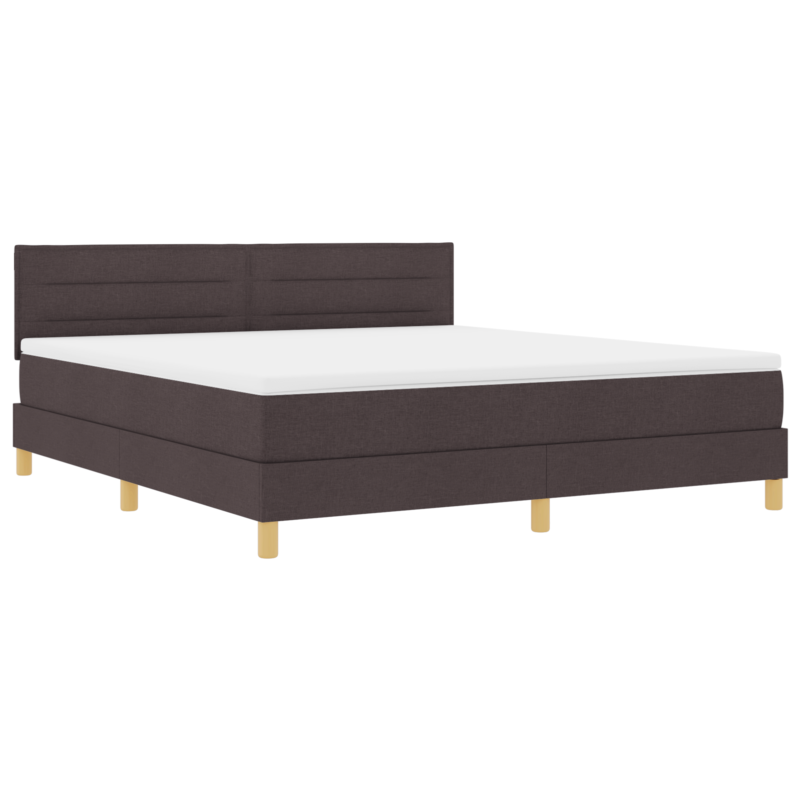 vidaXL Pat cu arcuri cu saltea Maro închis 180 x 200 cm țesătură vidaXL Pat cu arcuri cu saltea Maro închis 180 x 200 cm țesătură