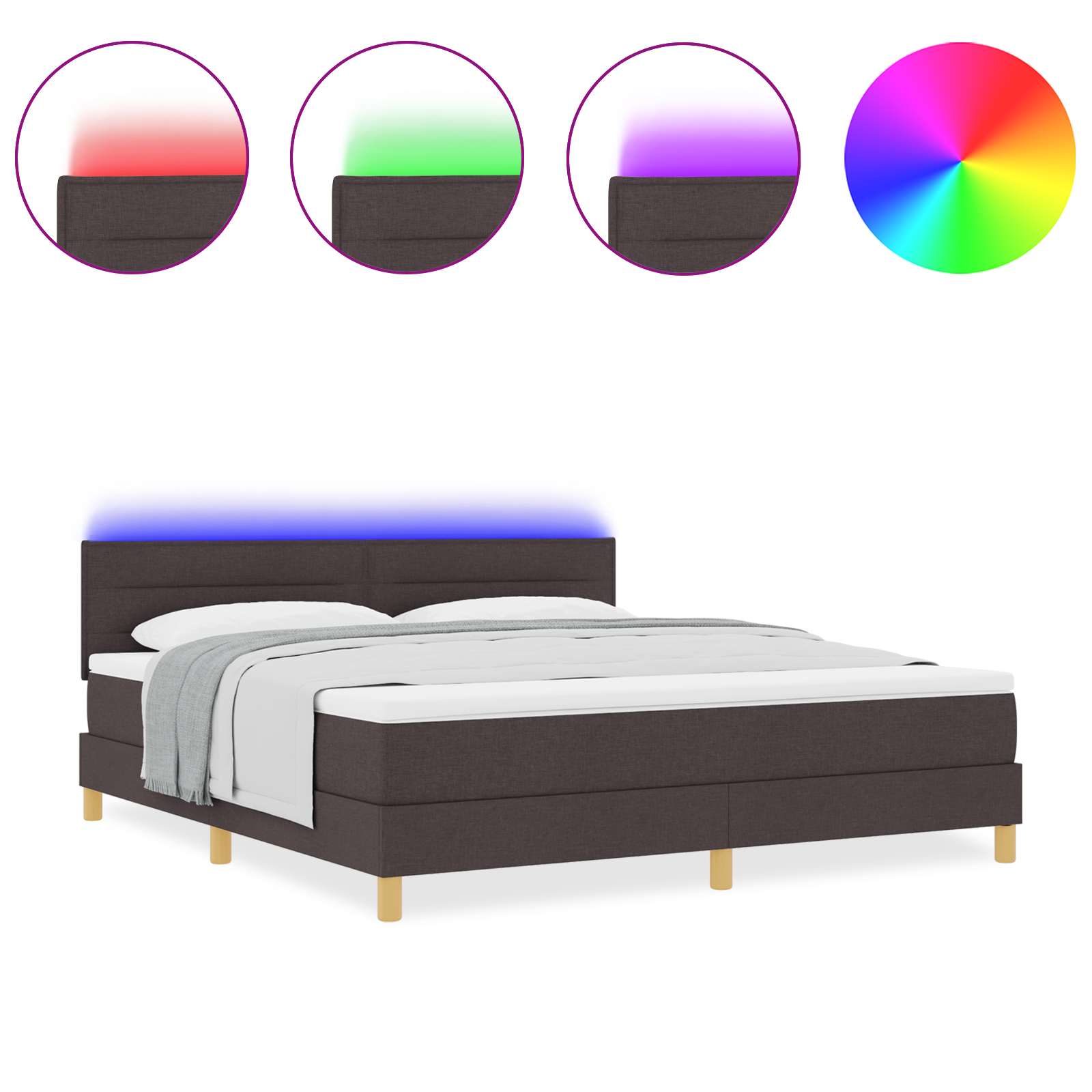 vidaXL Pat cu arcuri cu saltea Maro închis 180 x 200 cm țesătură vidaXL Pat cu arcuri cu saltea Maro închis 180 x 200 cm țesătură
