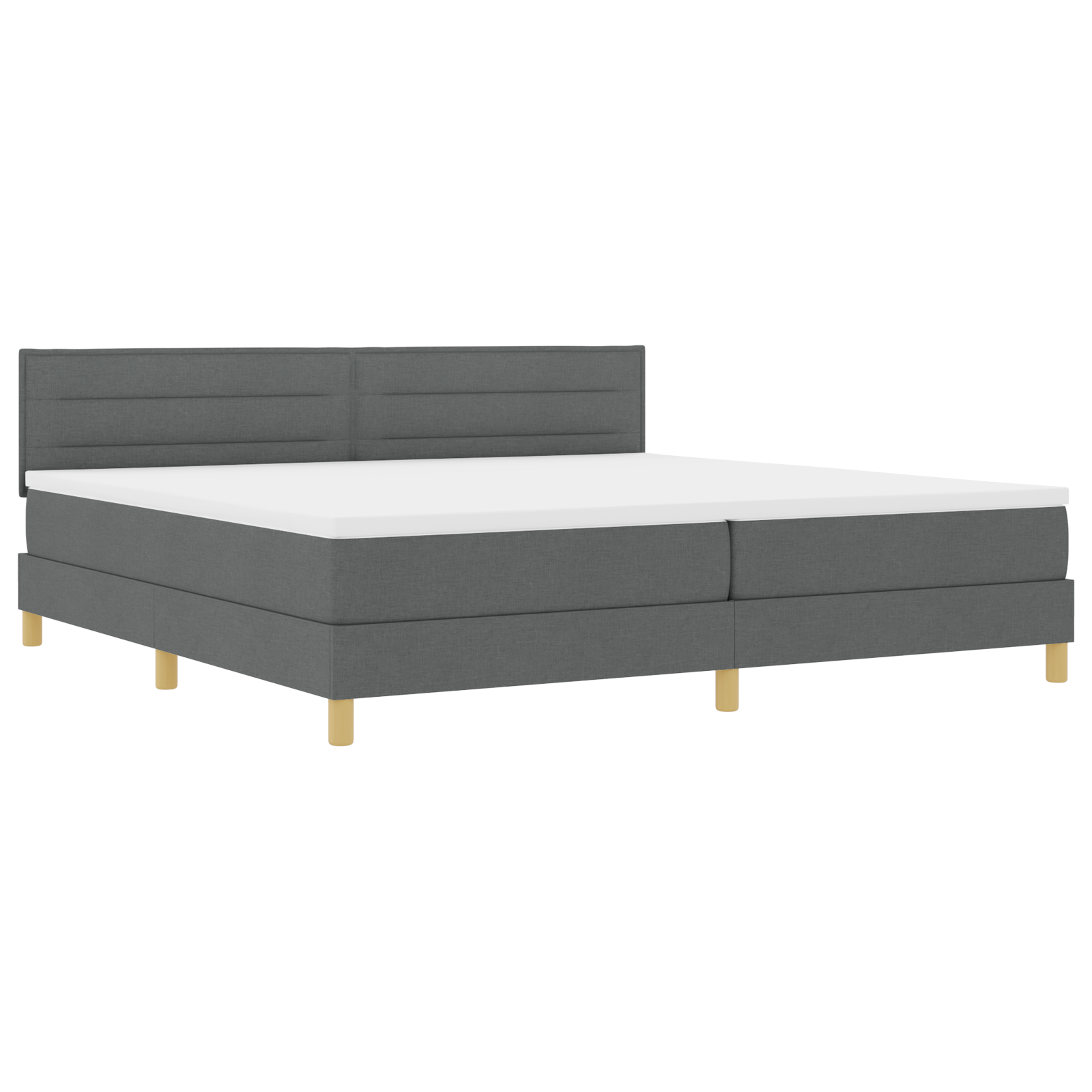 vidaXL Pat cu arcuri cu saltea Gri închis 200 x 200 cm țesătură vidaXL Pat cu arcuri cu saltea Gri închis 200 x 200 cm țesătură