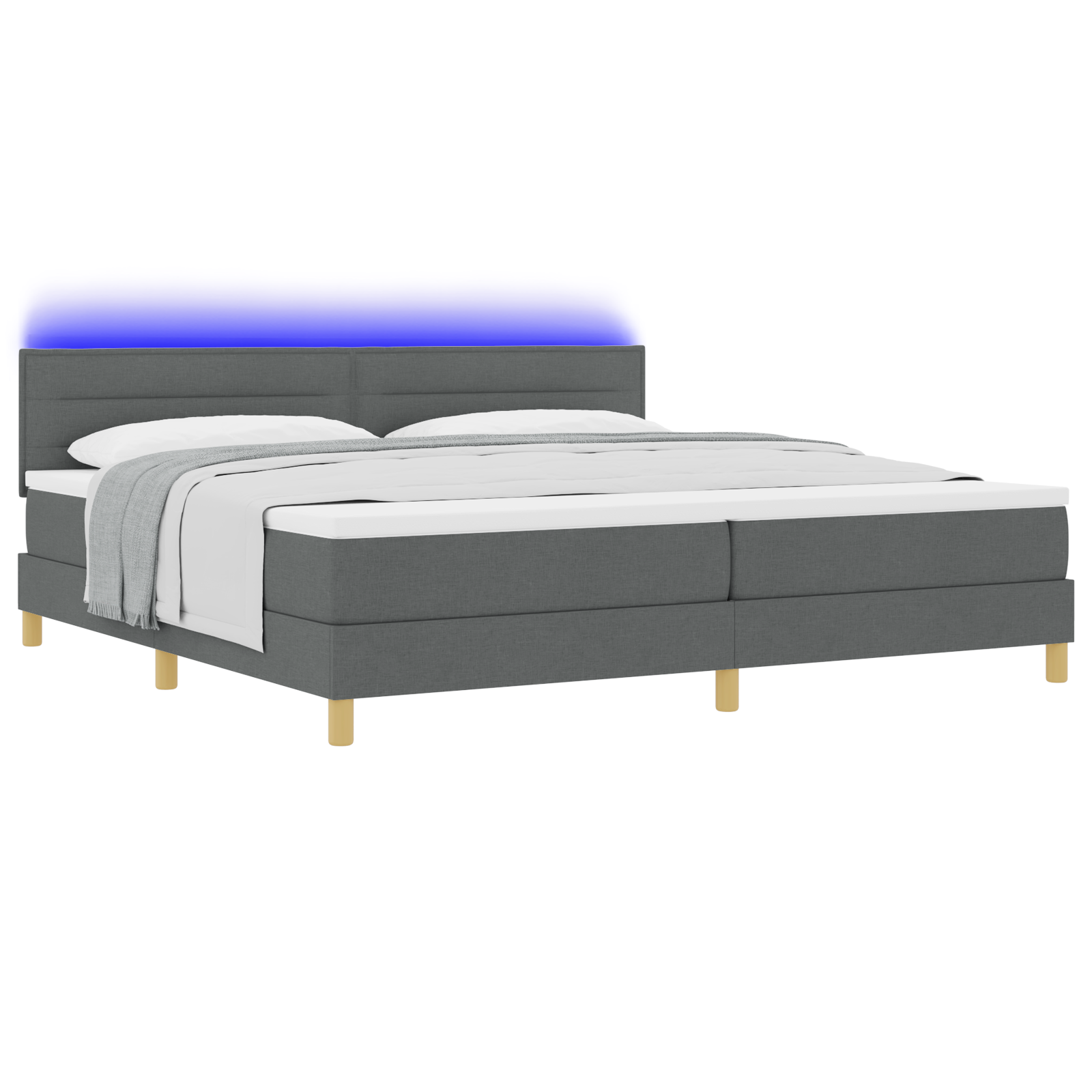 vidaXL Pat cu arcuri cu saltea Gri închis 200 x 200 cm țesătură vidaXL Pat cu arcuri cu saltea Gri închis 200 x 200 cm țesătură