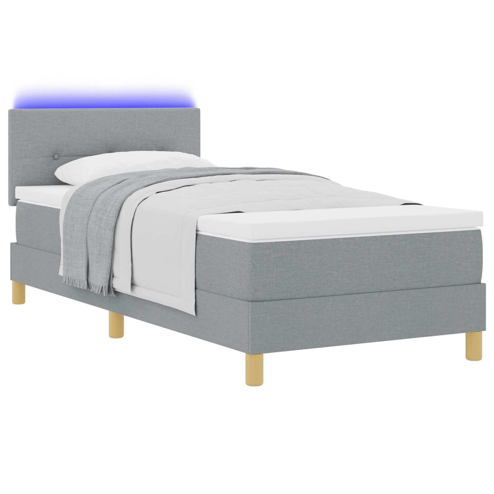 vidaXL Pat cu arcuri cu saltea Gri deschis 80 x 200 cm țesătură