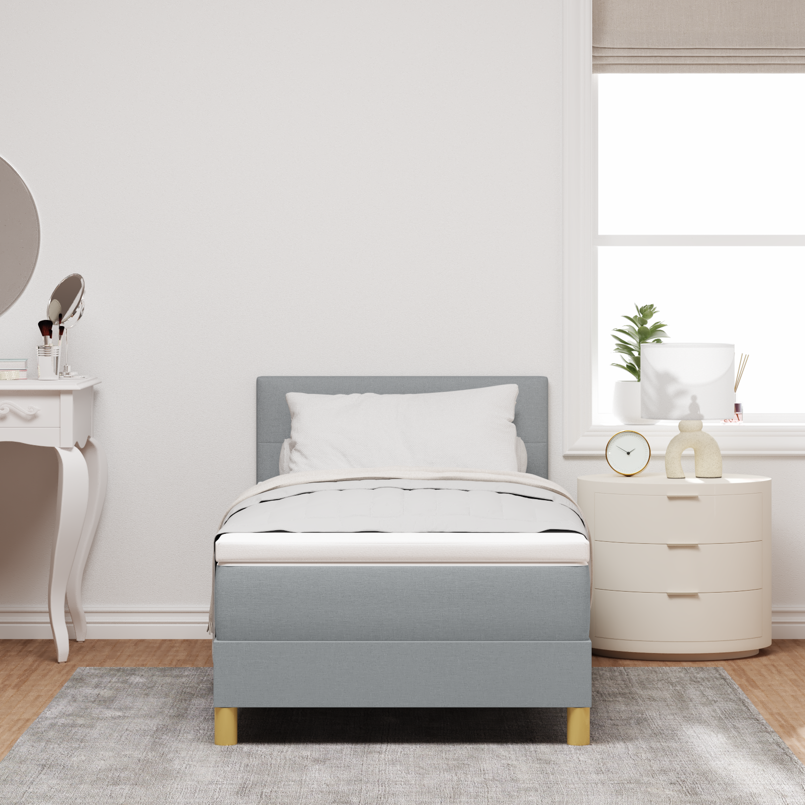 vidaXL Pat cu arcuri cu saltea Gri deschis 80 x 200 cm țesătură