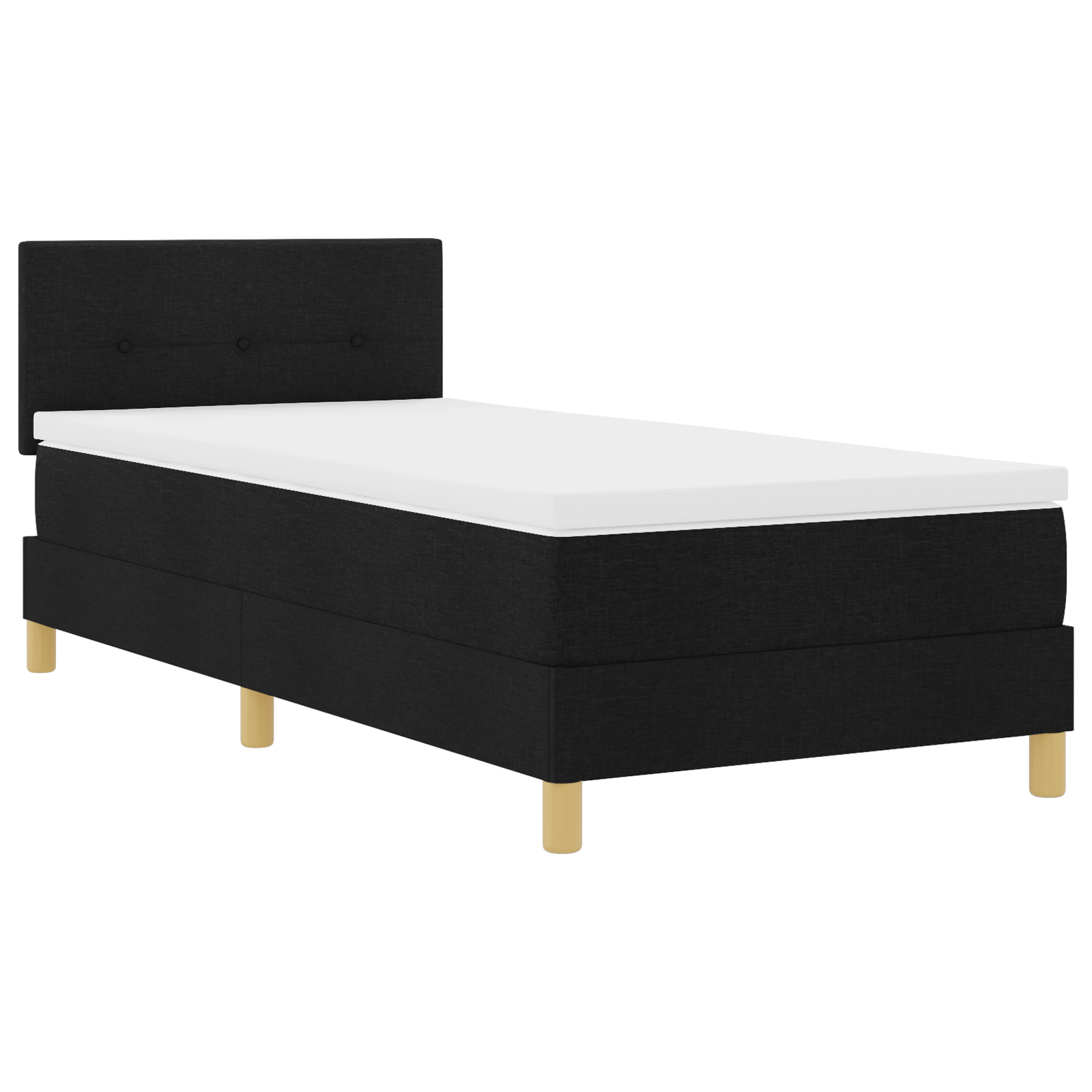 vidaXL Pat cu arcuri cu saltea cu headboard Negru 90 x 190 cm țesătură