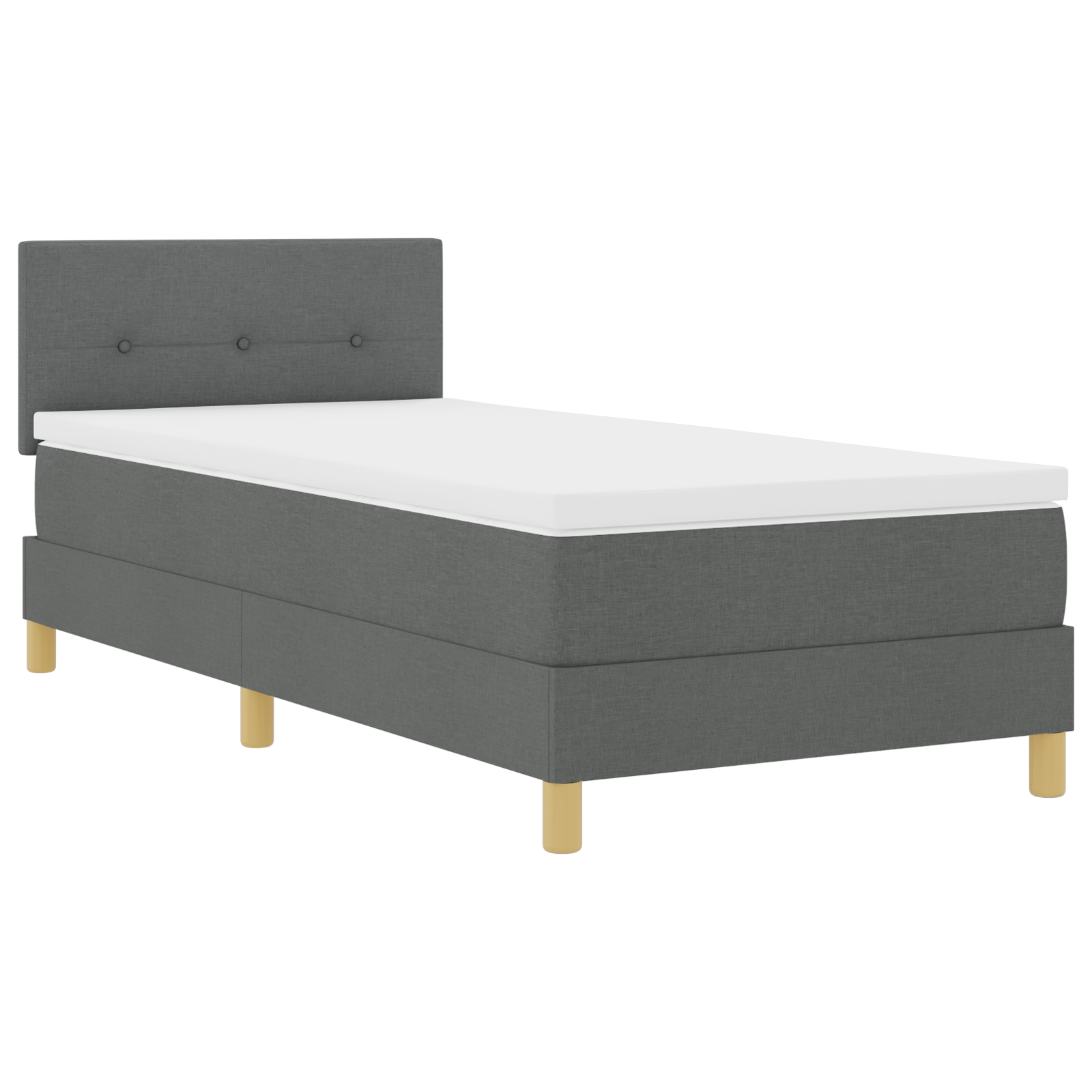 vidaXL Pat cu arcuri cu saltea Gri închis 90 x 200 cm țesătură vidaXL Pat cu arcuri cu saltea Gri închis 90 x 200 cm țesătură