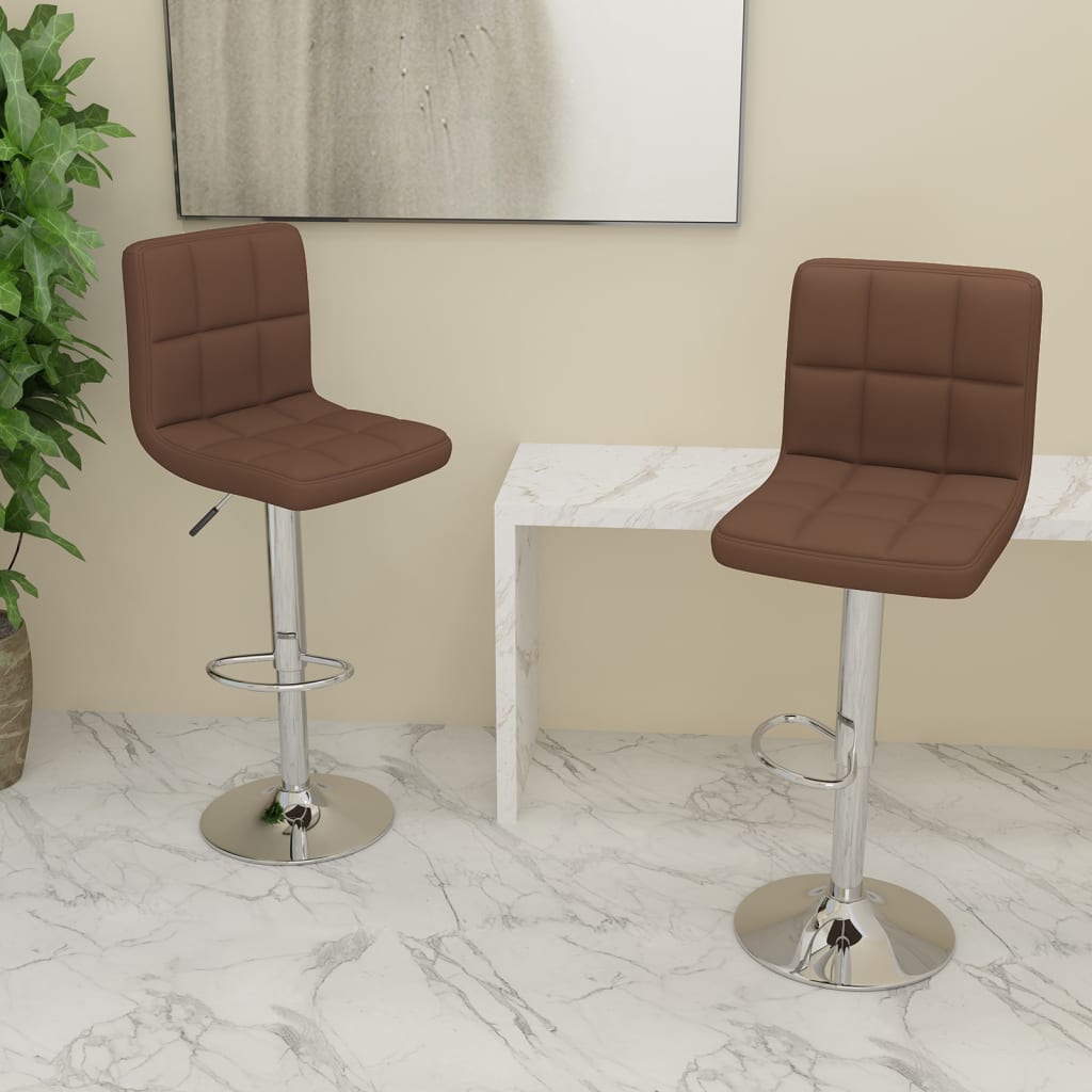 vidaXL Scaune de bar, 2 buc., maro, material textil vidaXL Scaune de bar, 2 buc., maro, material textil