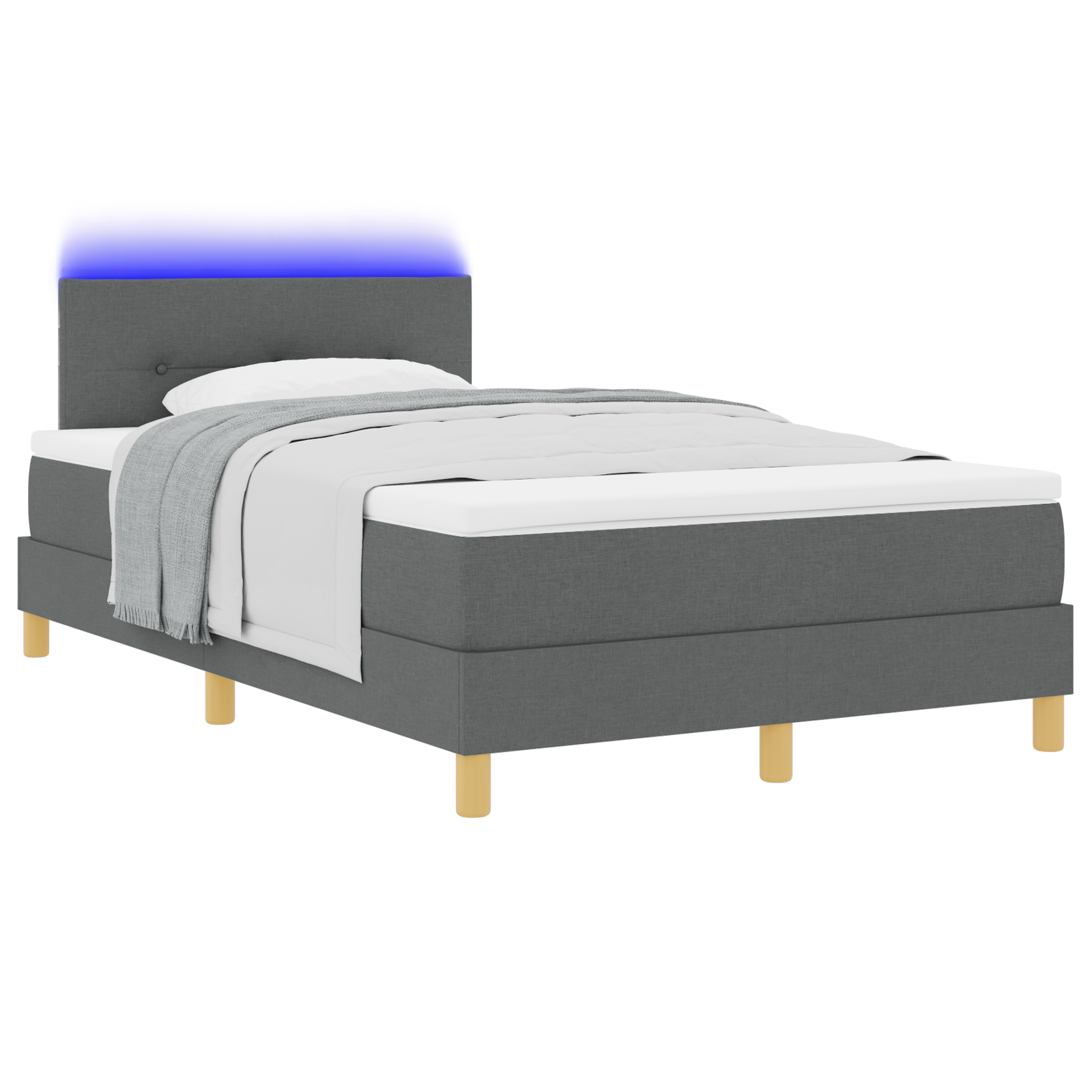 vidaXL Pat cu arcuri cu saltea Gri închis 120 x 200 cm țesătură vidaXL Pat cu arcuri cu saltea Gri închis 120 x 200 cm țesătură