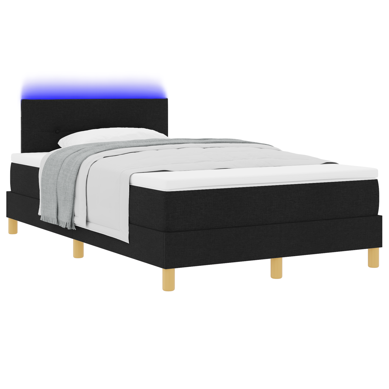 vidaXL Pat cu arcuri cu saltea Negru 120 x 200 cm țesătură vidaXL Pat cu arcuri cu saltea Negru 120 x 200 cm țesătură