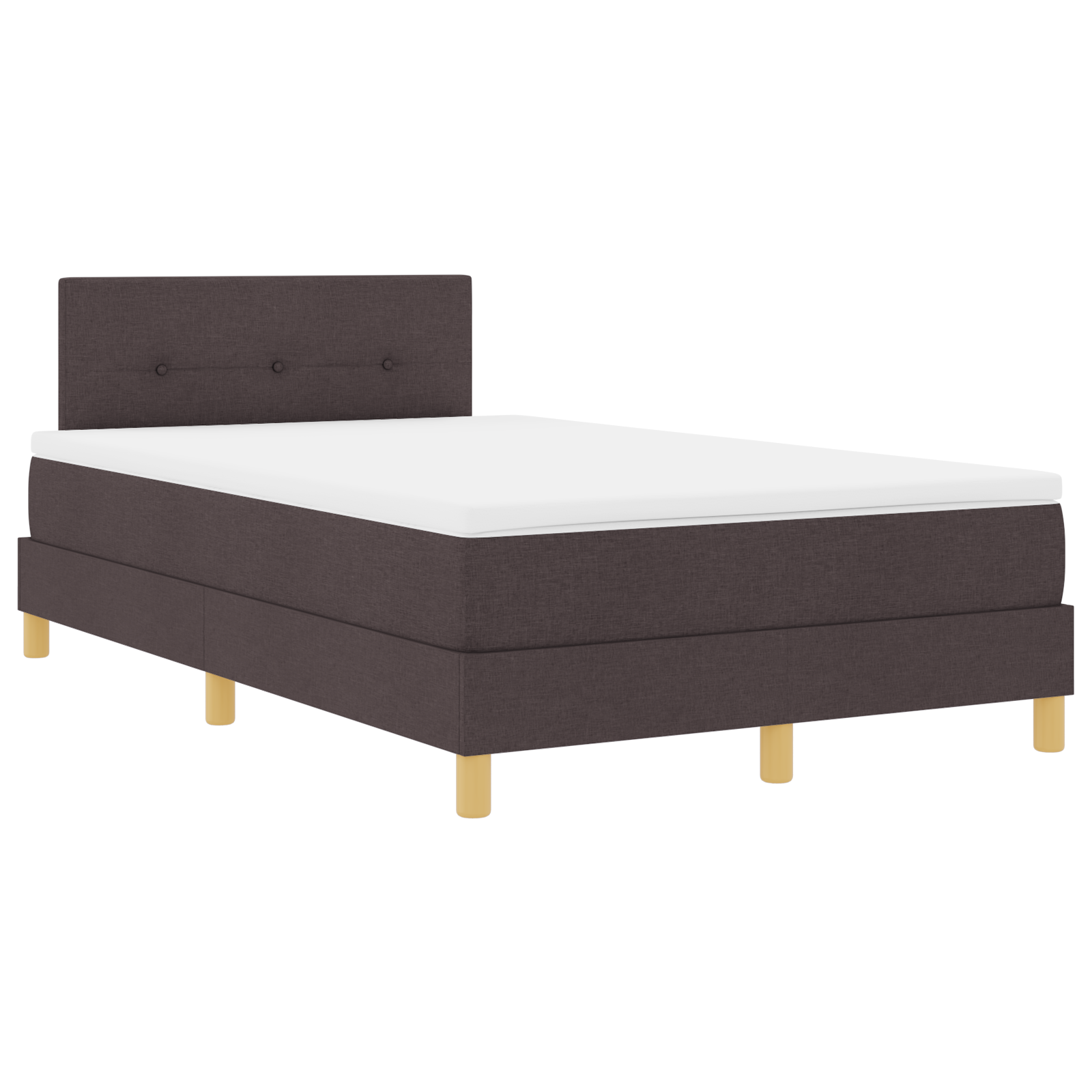vidaXL Pat cu arcuri cu saltea Maro închis 120 x 200 cm țesătură vidaXL Pat cu arcuri cu saltea Maro închis 120 x 200 cm țesătură