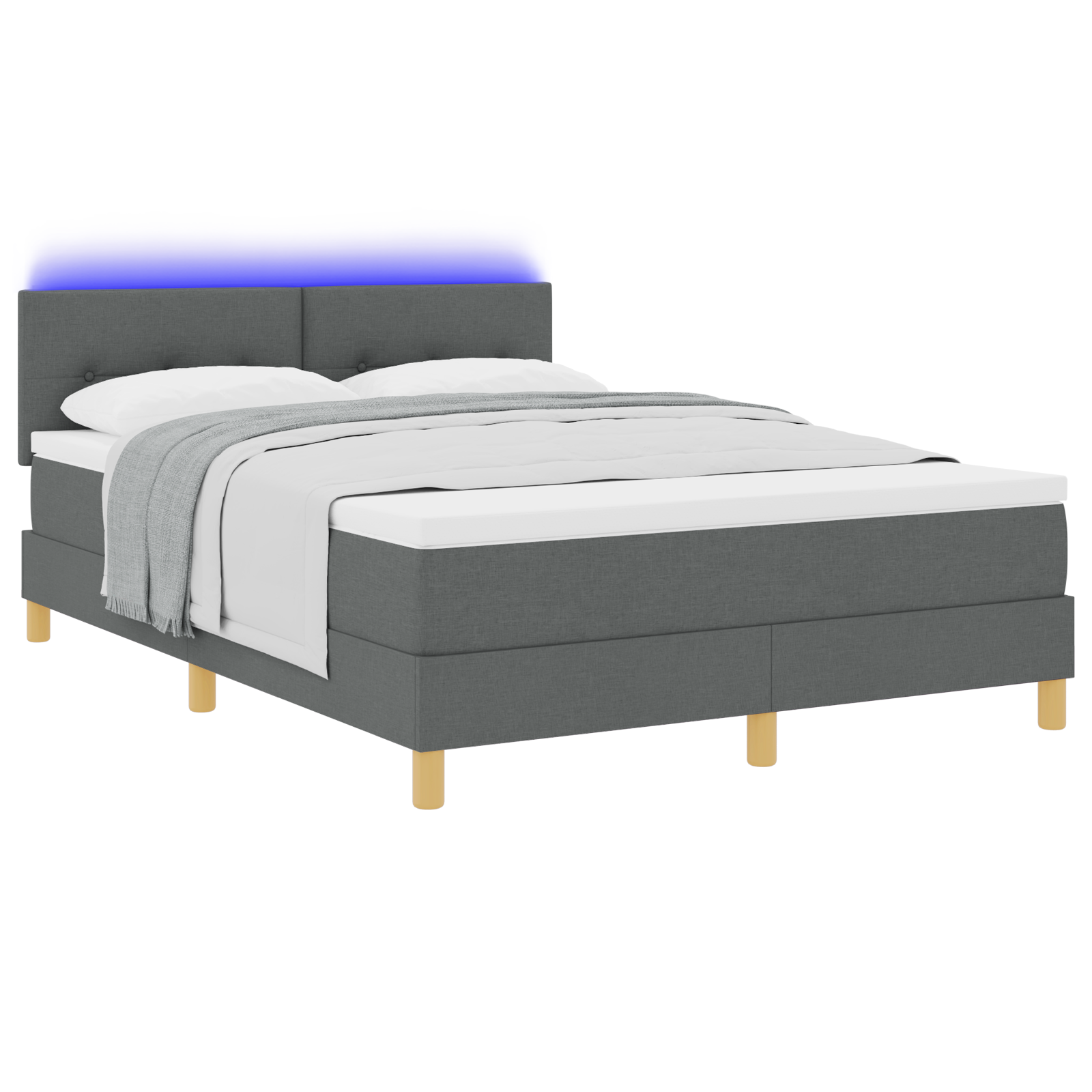 vidaXL Pat cu arcuri cu saltea Gri închis 160 x 200 cm țesătură vidaXL Pat cu arcuri cu saltea Gri închis 160 x 200 cm țesătură