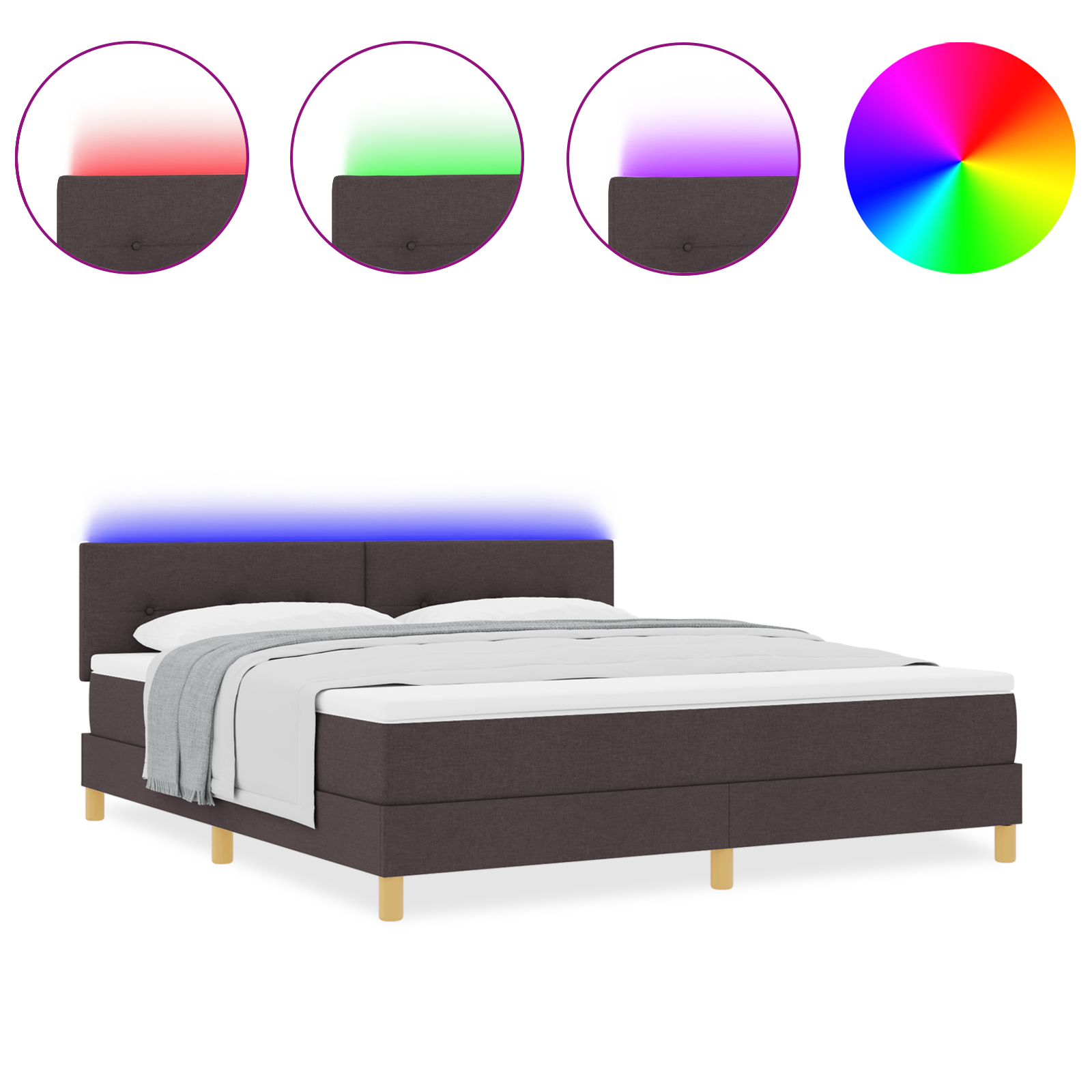 vidaXL Pat cu arcuri cu saltea Maro închis 180 x 200 cm țesătură vidaXL Pat cu arcuri cu saltea Maro închis 180 x 200 cm țesătură