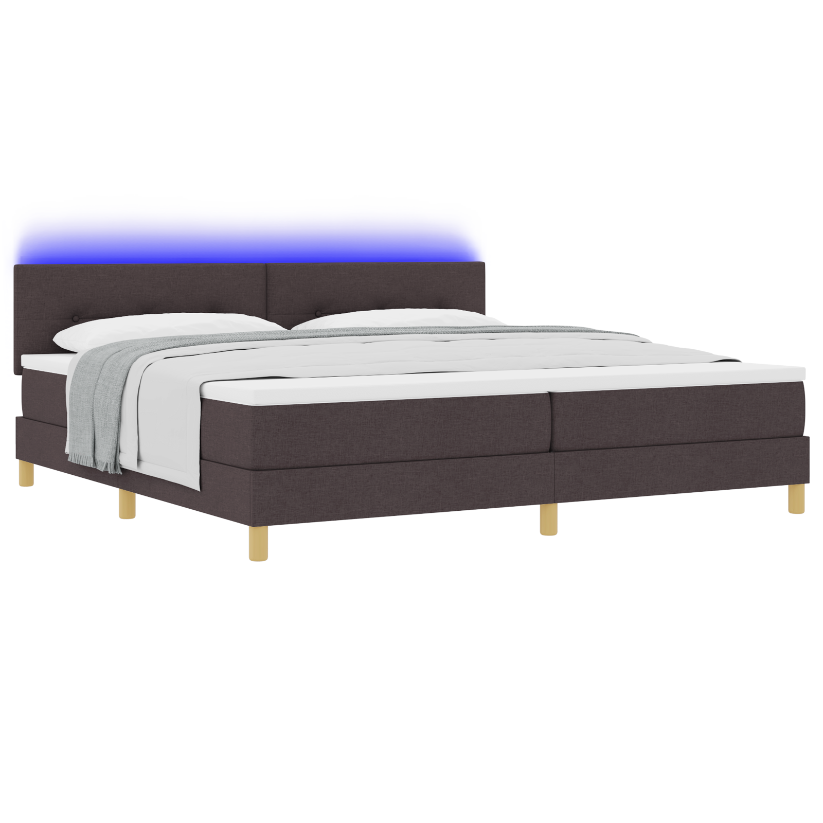 vidaXL Pat cu arcuri cu saltea Maro închis 200 x 200 cm țesătură vidaXL Pat cu arcuri cu saltea Maro închis 200 x 200 cm țesătură