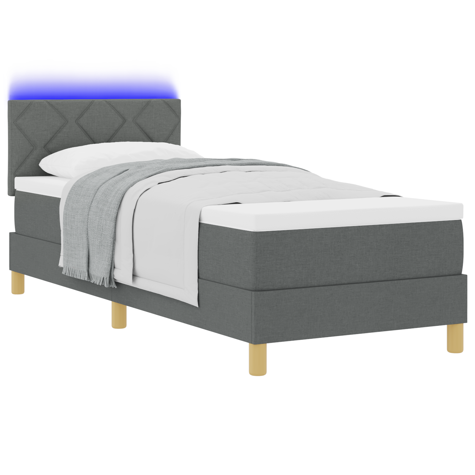 vidaXL Pat cu arcuri cu saltea Gri închis 80 x 200 cm țesătură vidaXL Pat cu arcuri cu saltea Gri închis 80 x 200 cm țesătură